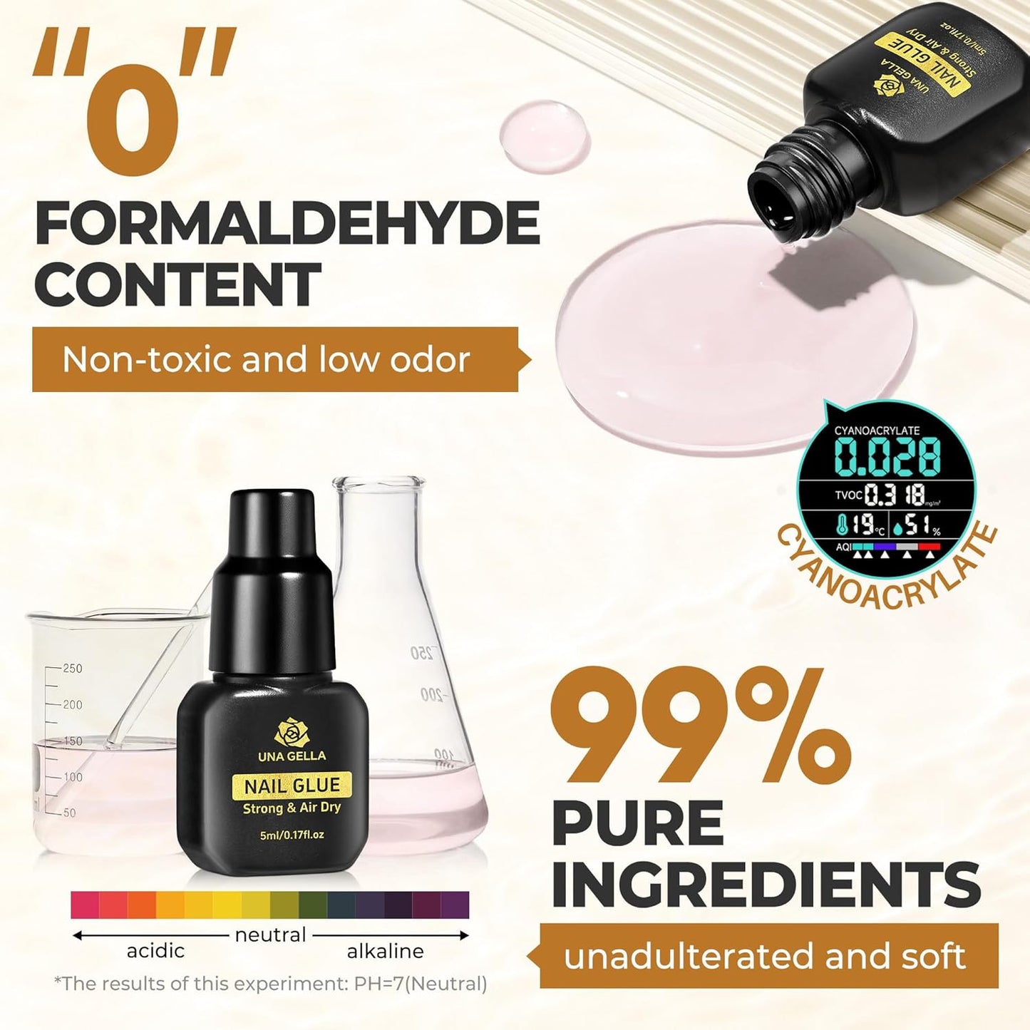 UNA GELLA Fast Drying Super Strong Nail Glue for Press Ons(5ML*3PCS) Acrylic Nails Tips No U/V Light Needed Press On Nail Glue Salon Quality Professional Nail Glue Home DIY with Opener, Drip Use