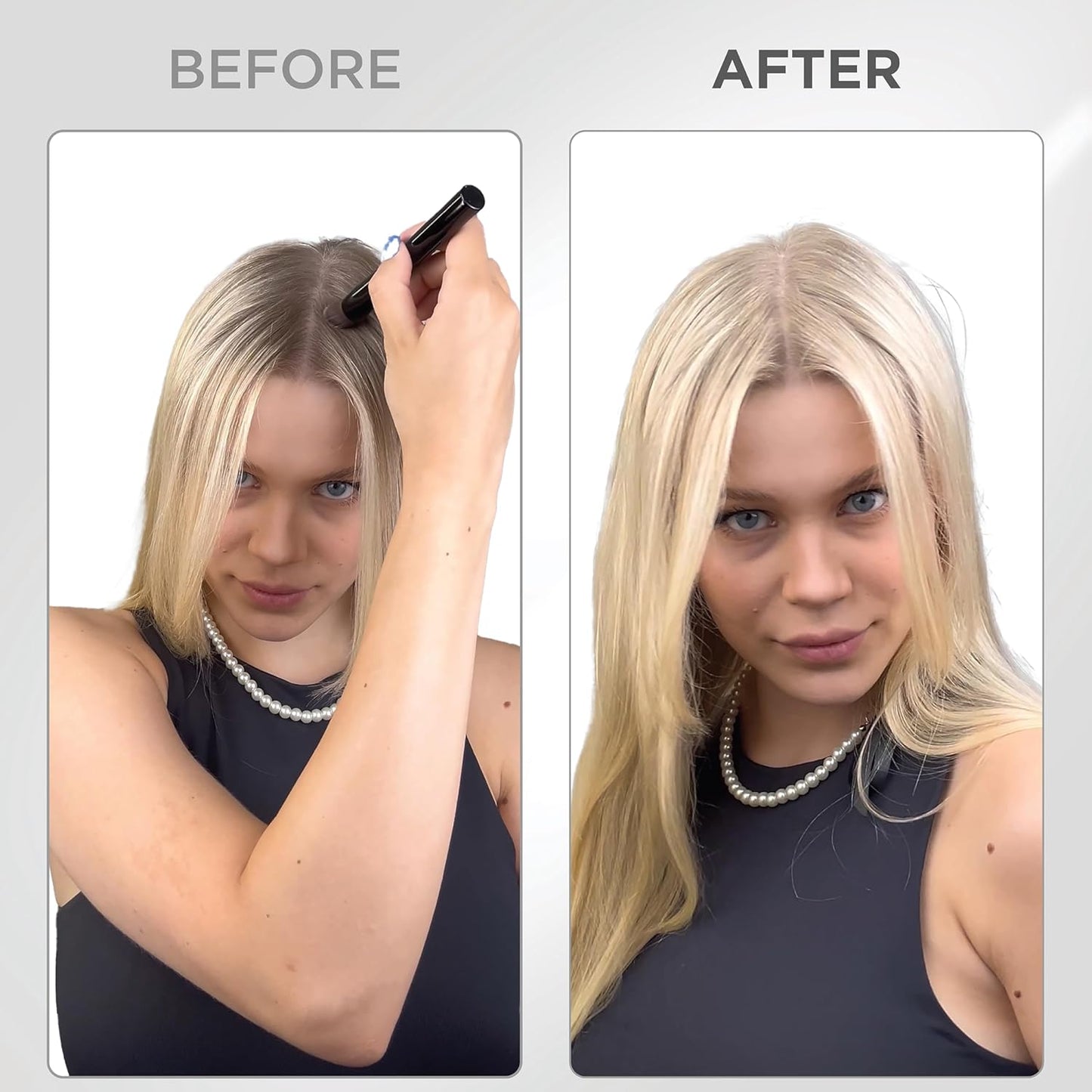 THICK FIBER Root Touch Up Concealer - Hairline Powder for Thinning Hair, Water & Sweat Resistant Hair Loss Cover Up Set with Brush (Light Blonde)