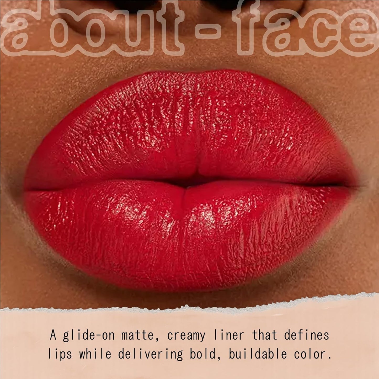 about-face Matte Fix Lip Pencil Sound The Alarm – Long-Wear, Creamy Matte Lip Liner with Hyaluronic Acid & Vitamins C & E – Vegan, Cruelty-Free, Clean Beauty – 0.042 oz (Bright Cherry Red)