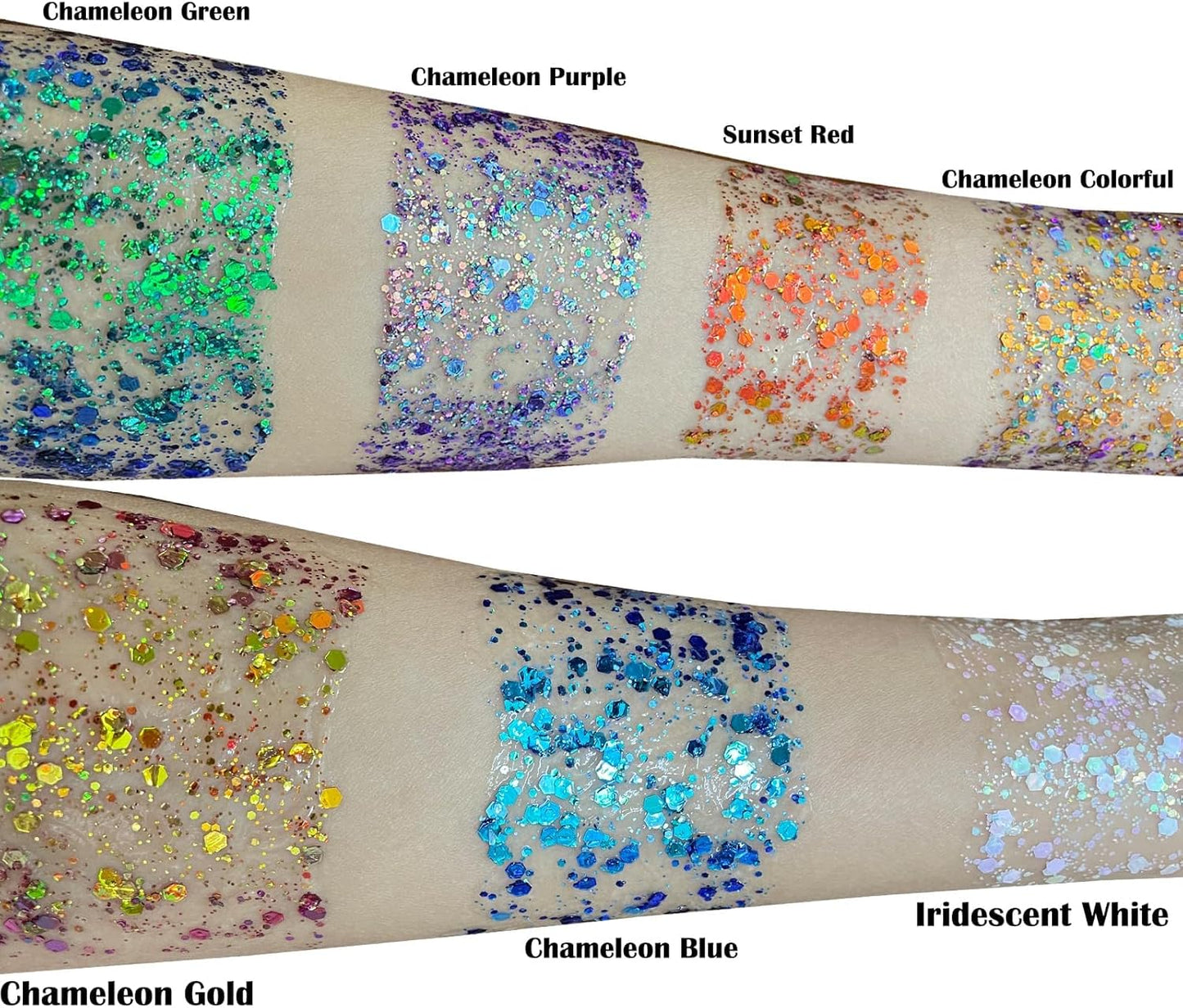 MEICOLY Chameleon Sunset Red Body Glitter,Chunky Glitter Paint,Color Changing Mermaid Face Glitter Gel,Holographic Glitter Sequin for Face Body Hair,Halloween Festival Party Glitter Makeup,50ml