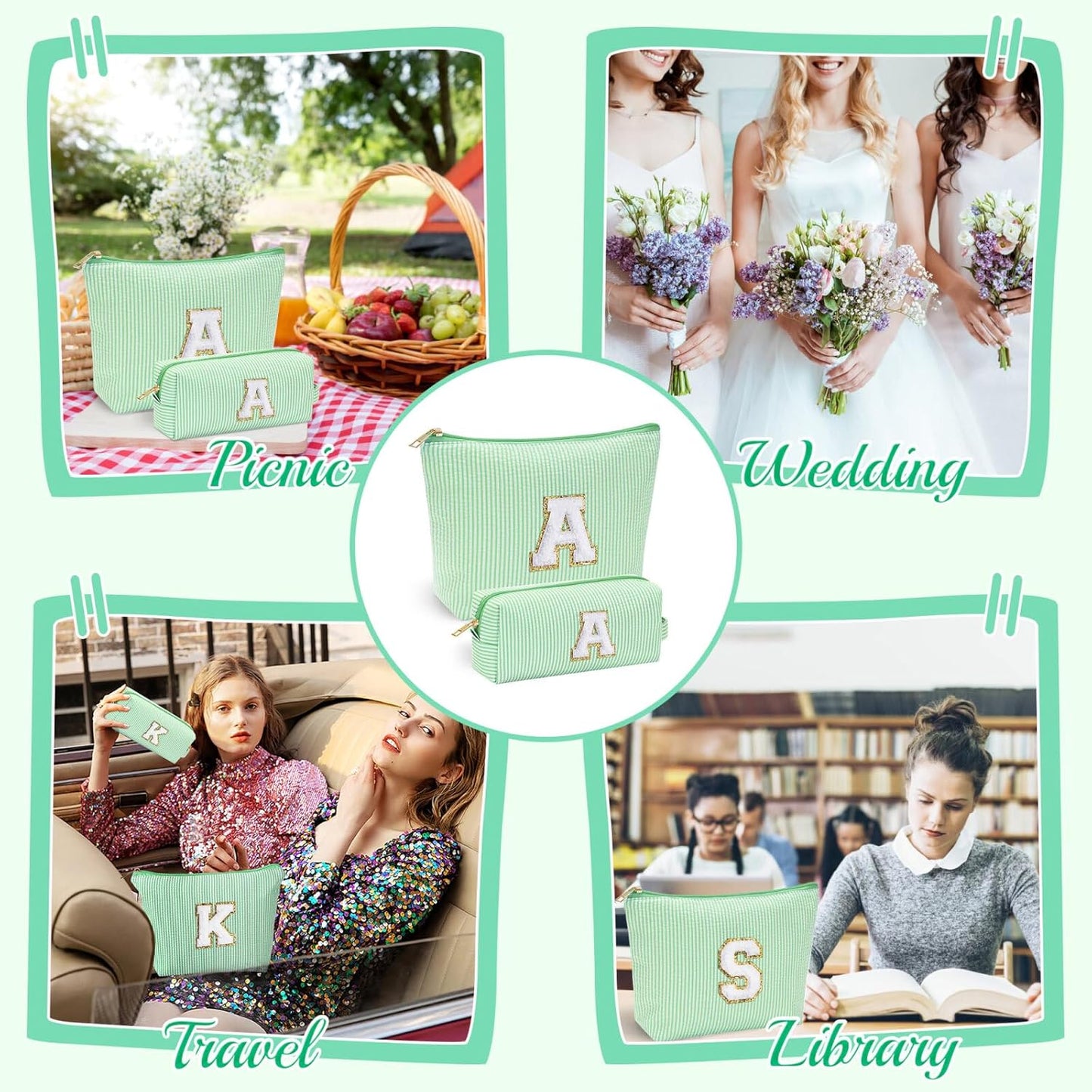 YOOLIFE 2 Travel Makeup Bags for Women - Cute Makeup Bag Makeup Bag Organizer Make Up Bag Travel Essentials Makeup Bag Personalized Gifts Friend Gifts for Women Teenager Bridesmaids Letter B