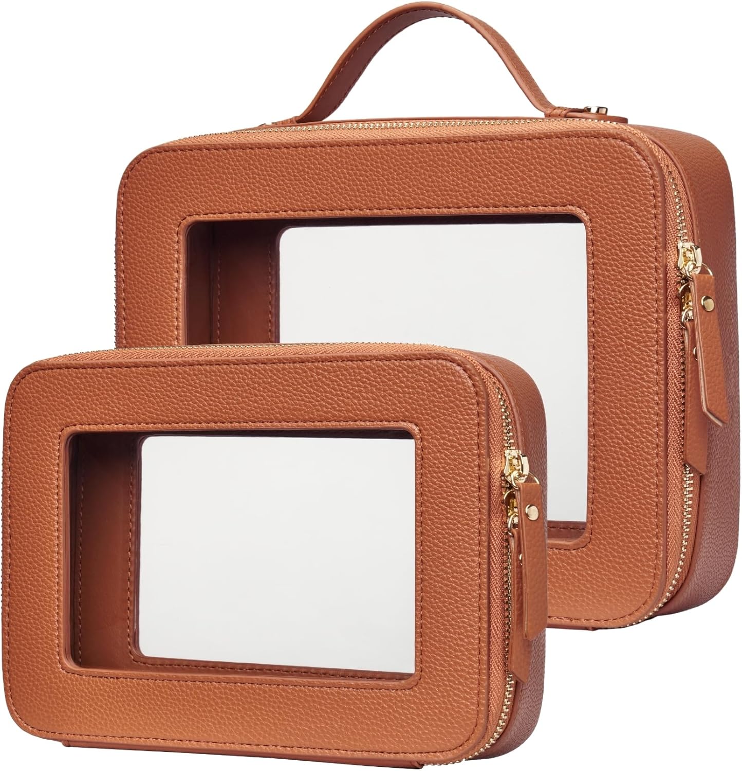 Popvibe Clear Makeup Bag Travel Cosmetic Case Transparent Toiletry Bag with Zipper, Portable Make Up Organizer Traveling Compact Car Bag for Essentials