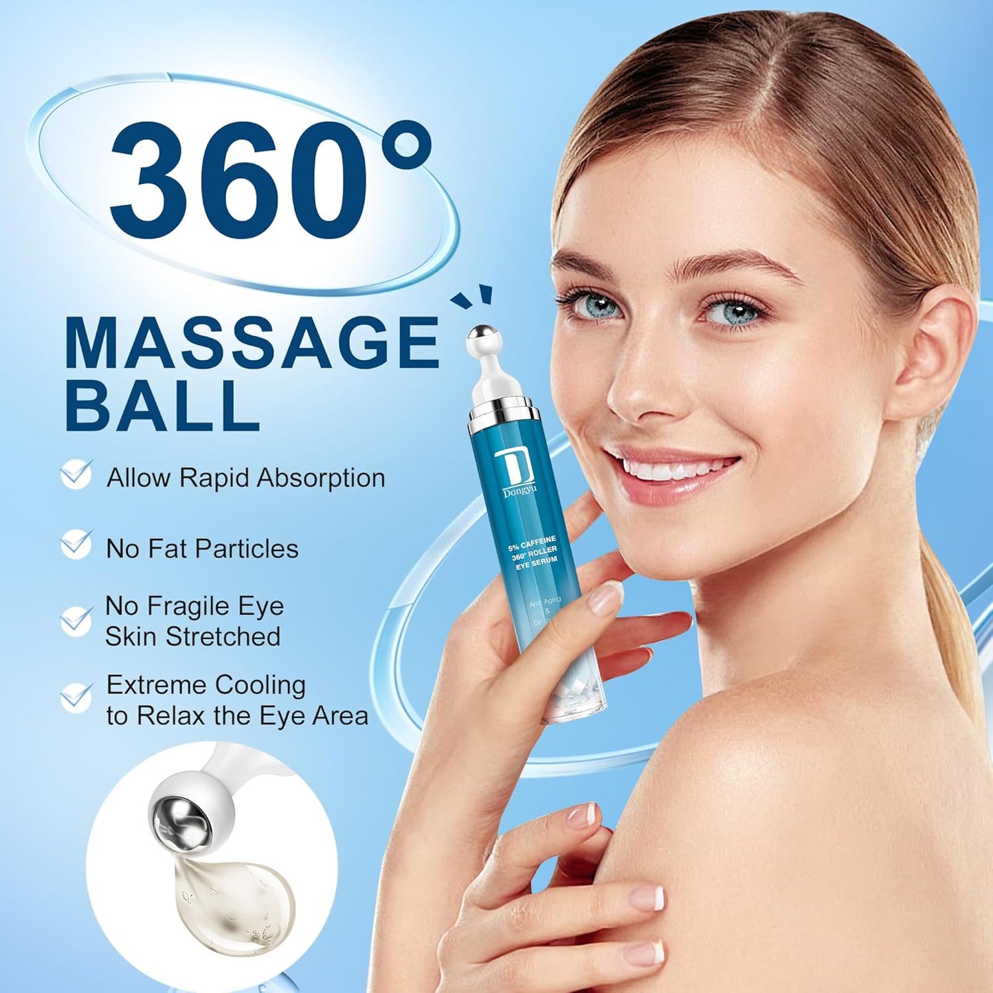 Caffeine Eye Cream for Dark Circles: Under Eye Serum for Puffiness Bags Daily Care before Dates Parties Women Men