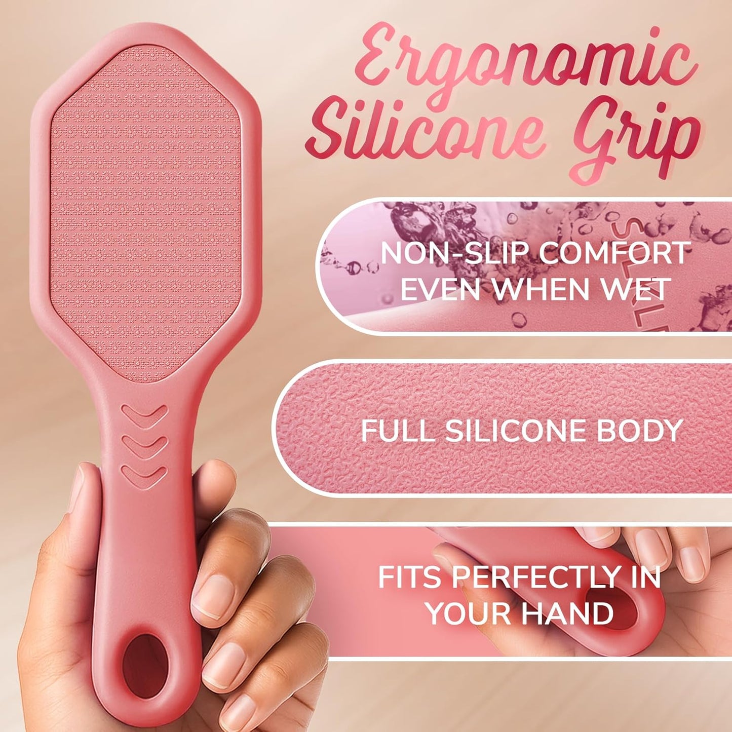 Silicone Foot Callus Remover - Nano Glass Foot File for Dead Skin and Cracked Heels - Callus Remover for Feet & Hard Skin - Ergonomic Foot Scrubber & Exfoliator for Soft, Smooth Feet - Pink
