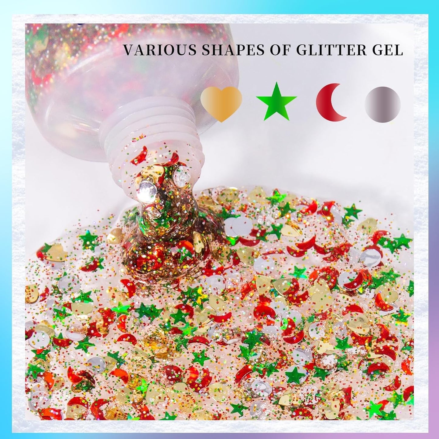 DAGEDA Body Glitter Gel, Face Glitters Body Gel Sequins Shimmer Liquid Eyeshadow, Chunky Glitter for Face Hair, Holographic Cosmetic Laser Powder Festival Glitter Makeup1.7oz (Christmas)