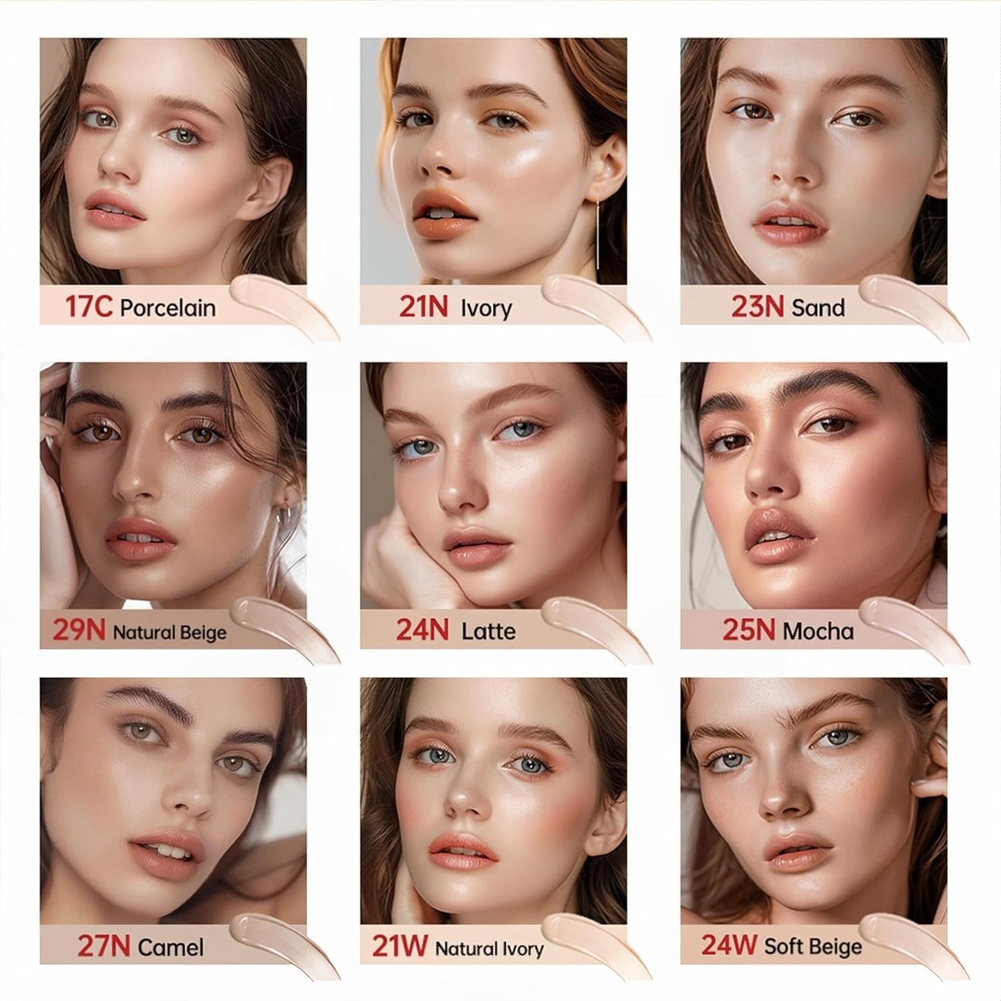 MAEPEOR Cushion Foundation 9 Colors Full Coverage Weightless Satin Glow Foundation Hydrating Long-Lasting Cushion BB Cream (Color 01)