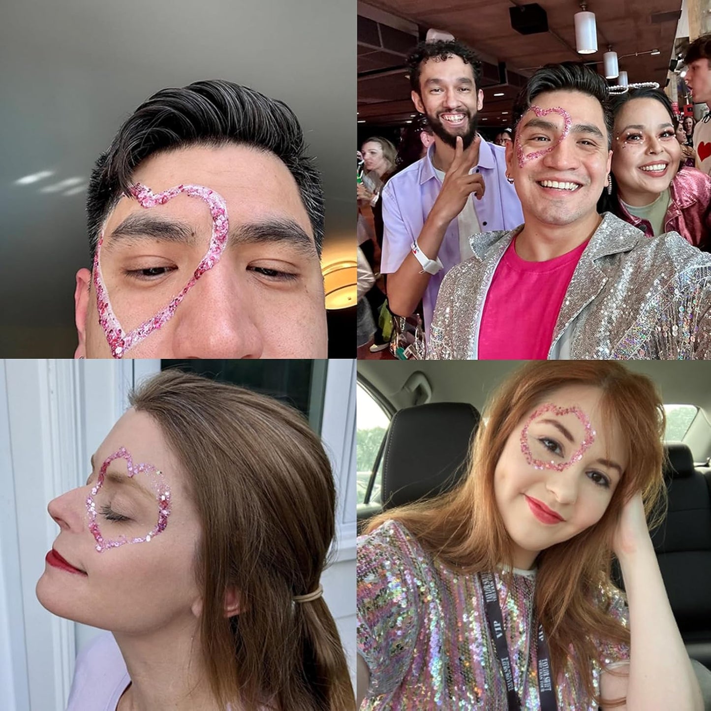 MEICOLY Pink Face Glitter,Pink Body Glitter,Sparkly Hair Glitter,Singer Concerts Lover Heart Chunky Glitter,Pink Glitter Makeup,Mermaid Glitter Face Paint