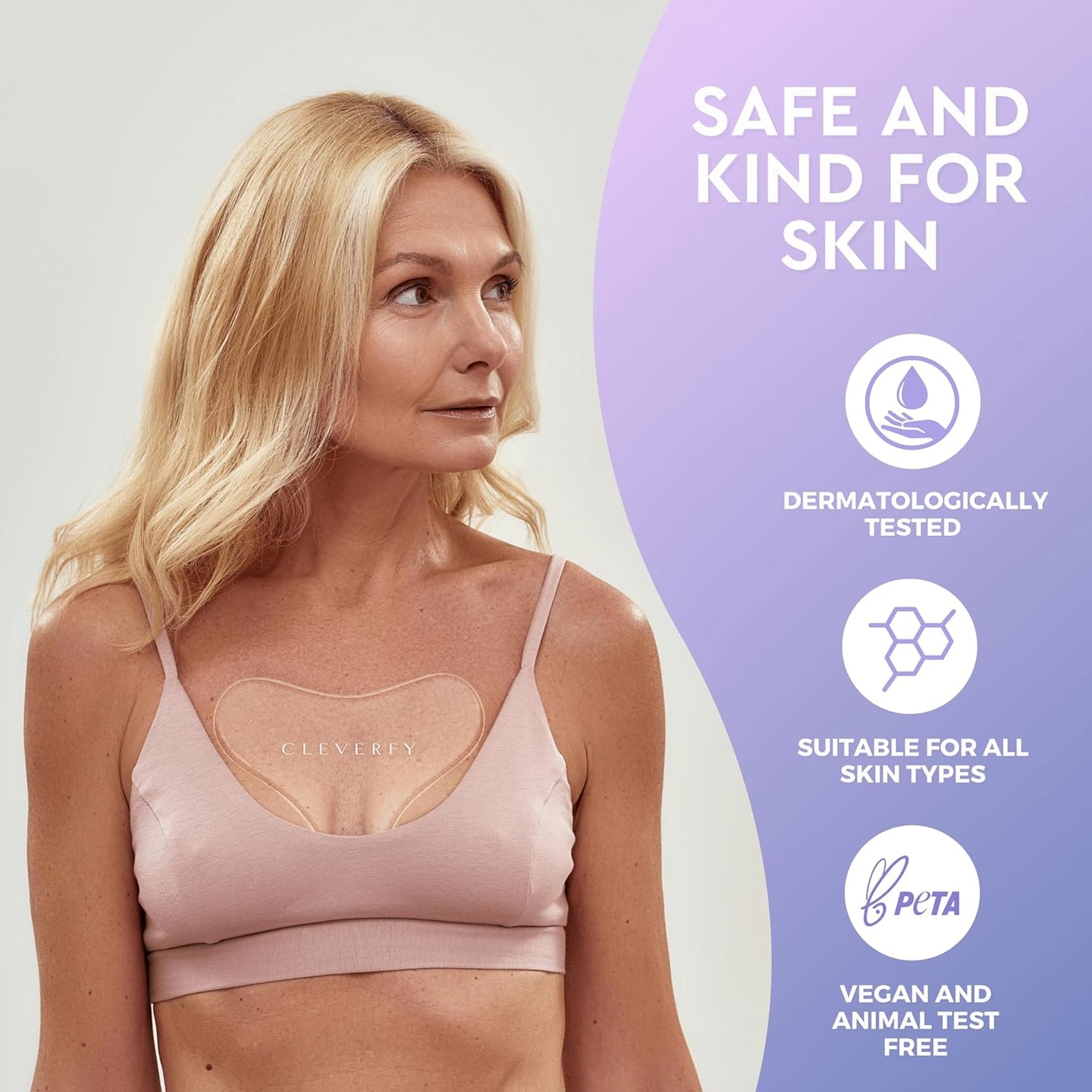 CLEVERFY Silicone Chest Wrinkle Pads Sleeping Reusable (2 Pack T-shape) - Silicone Decollete Anti Wrinkle Chest Pads - Anti Wrinkle Patches for Decollete Wrinkle Prevention