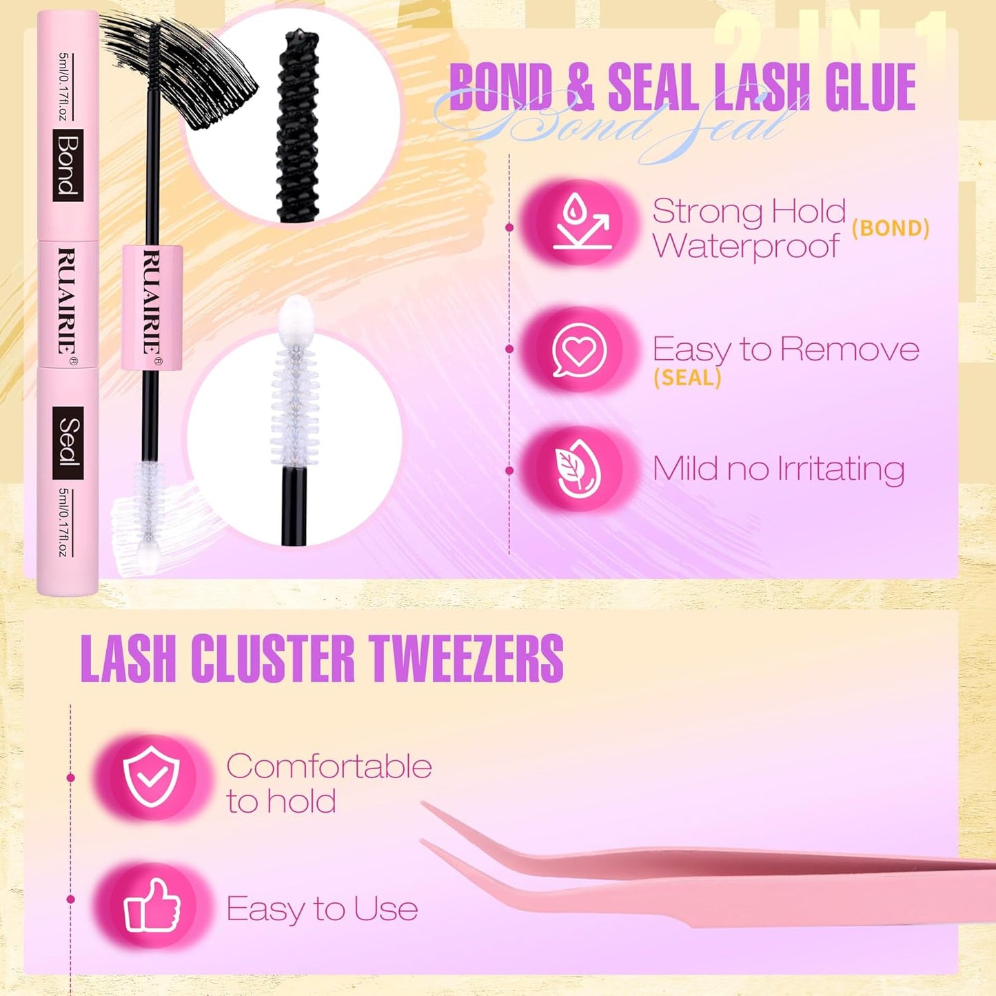 Ruairie Lash Clusters Kit Natural Lash Extension Kit 4 Styles Wispy Eyelash Extension Kit D-Curly Eyelash Clusters Kit 156pcs Cluster Eyelash Extensions Kit with Bottom Lash Clusters