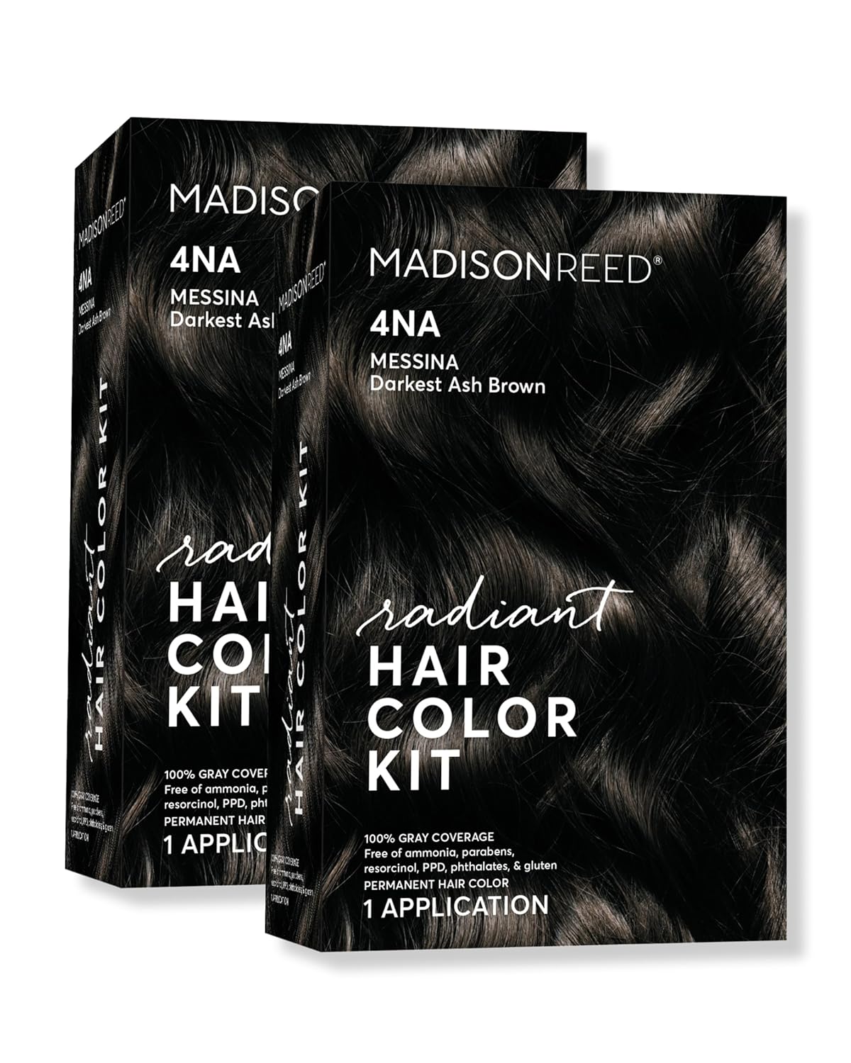 Madison Reed Radiant Hair Color Kit | 4NA Darkest Ash Brown with Cool Smoky Undertones (Messina Brown) for 100% Gray Hair Coverage | Dimensional Permanent Hair Dye | PPD-Free & Ammonia-Free | 2 Pack