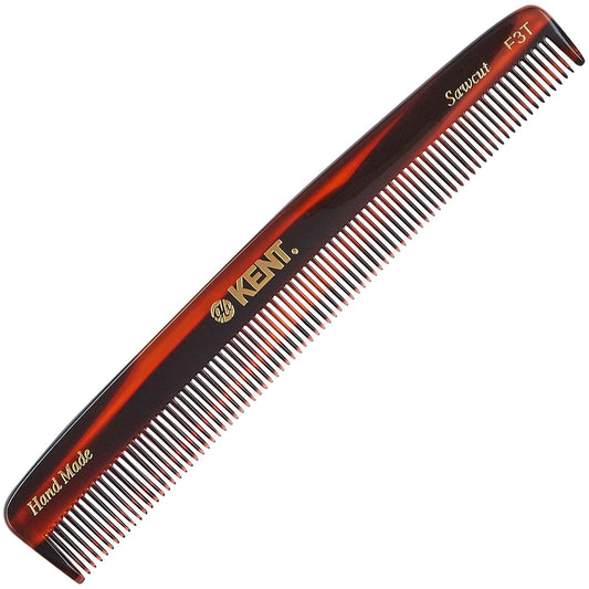 Kent F3T Tortoise Fine Tooth Comb - Hair Parting and Straightening Comb for Men's & Women's Dandruff Remover, Saw Cut and Hand Polished Made in England