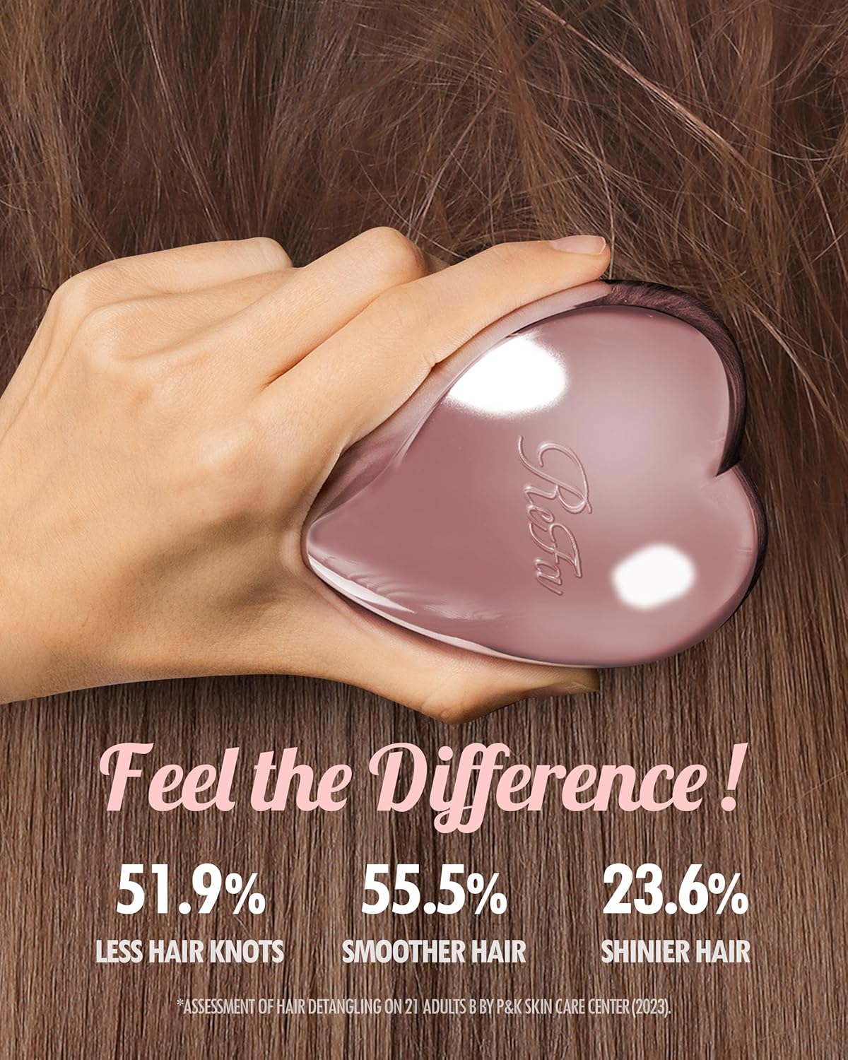 ReFa HEART BRUSH ROSE GOLD | Heart Shaped Detangling Brush for Women | Small Hair Brush for Thick Hair | Hair Detangler Hair Brush Travel Hair unbrush