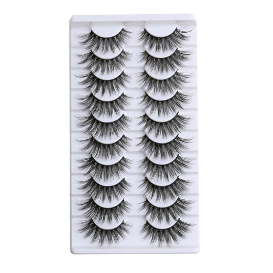 SUNWELL False Eyelashes 16mm Mink Lashes Cat Eye Faux Mink Lashes 8D Fluffy Strip Lashes Soft Wispy Luxury Volume Fake Eyelashes 10 Pairs Pack