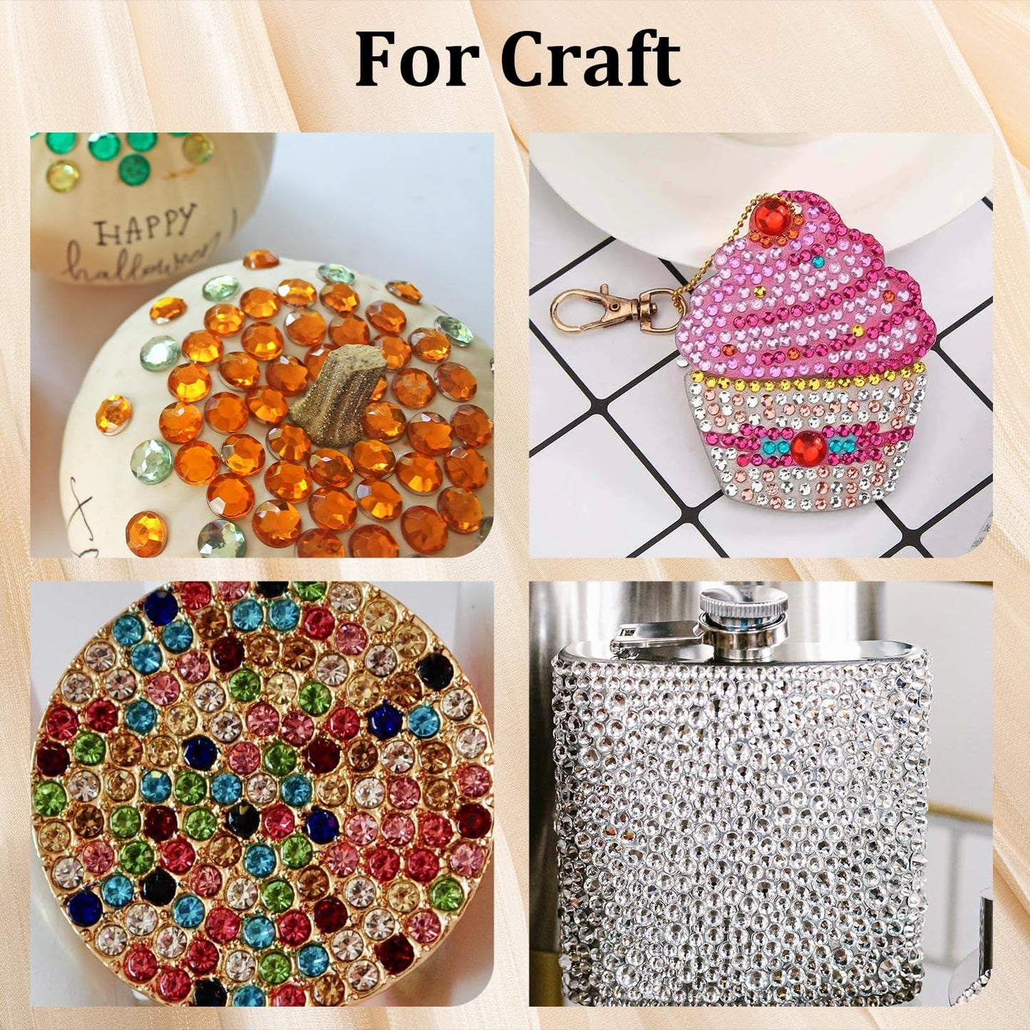 Colorful Face Gems for Makeup Set, Flatback Gorgeous Charming Mixed-Colored Crystals with Makeup Glue+Picker Pencil+Tweezer for Eye Body Hair Make-up and Nail Art Deco