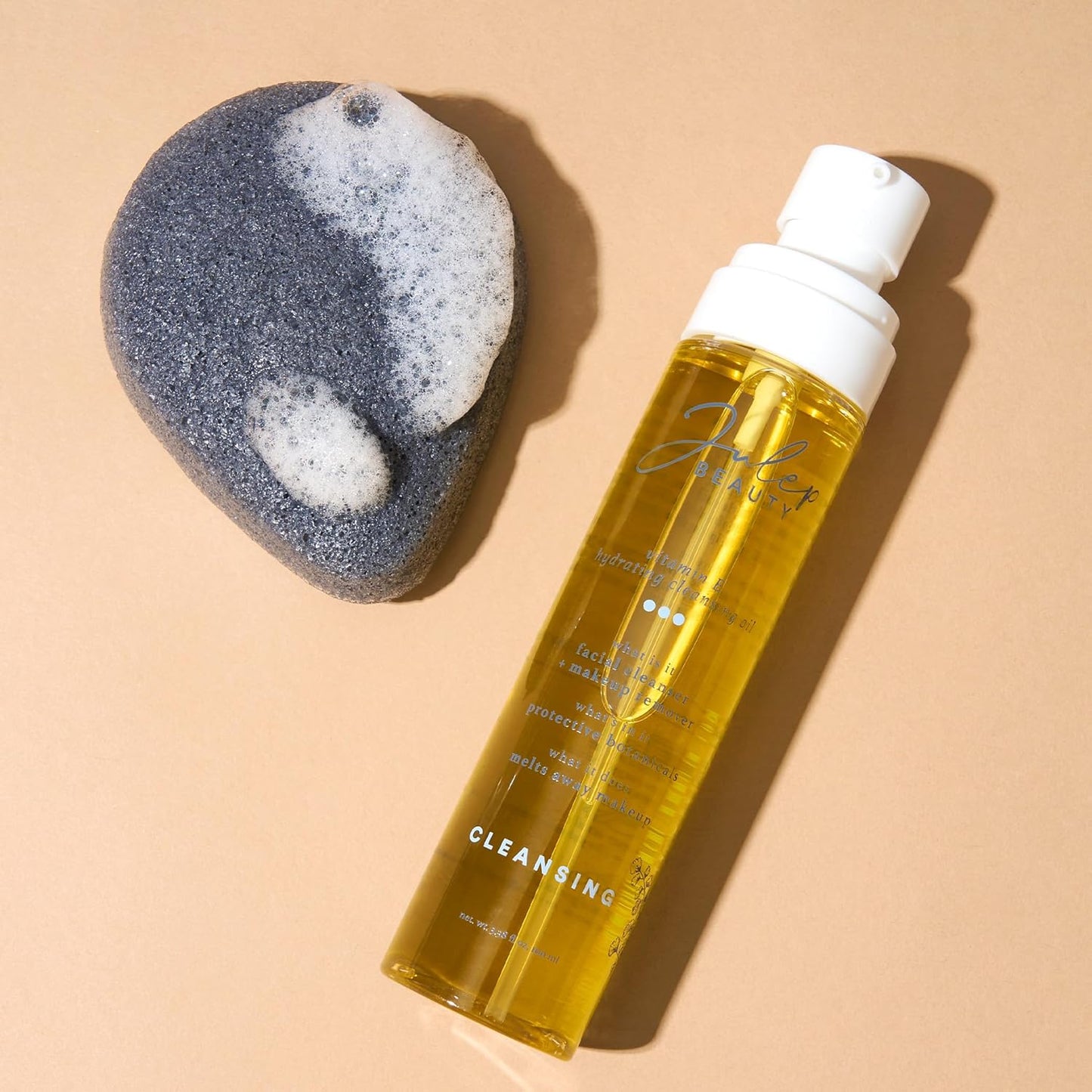 Julep Beauty Konjac Charcoal Sponge + Vitamin E Hydrating Cleansing Oil - For Gentle Exfoliating and Calm Skin - Makeup Remover