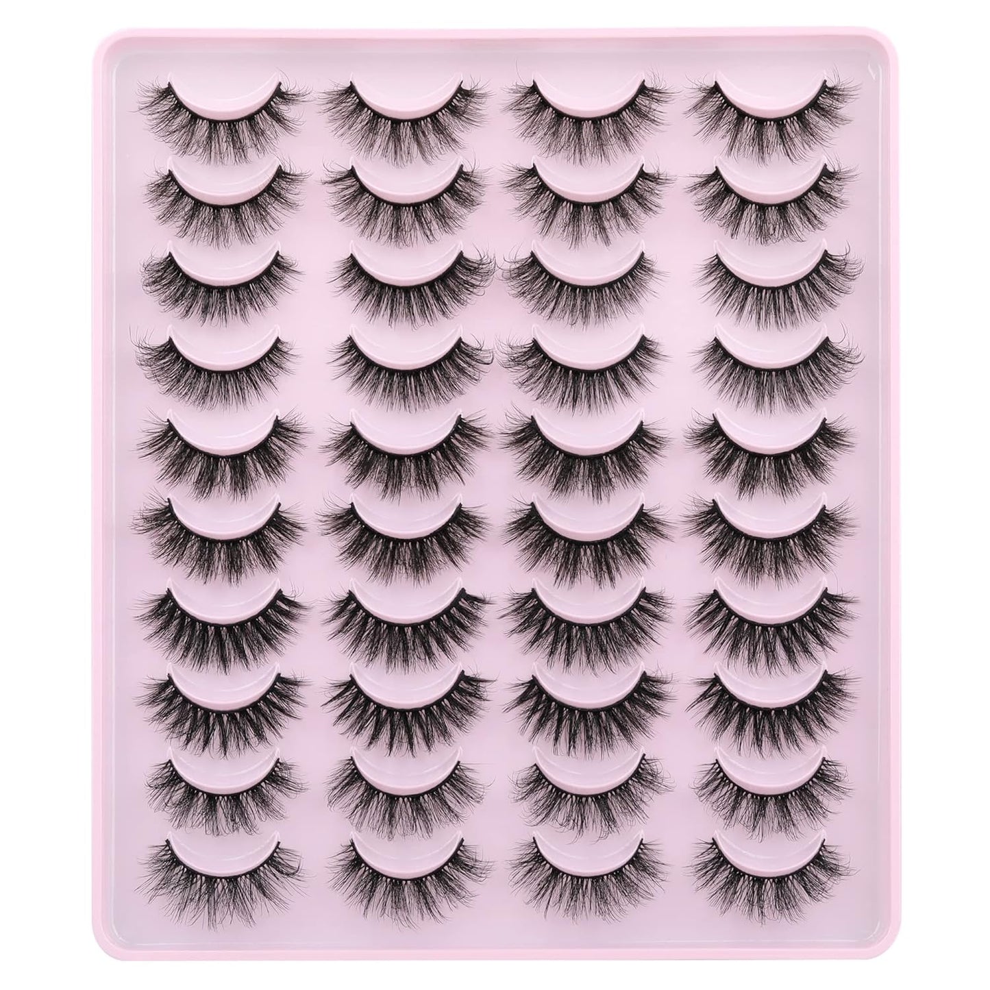 JIMIRE False Eyelashes Natural Fluffy Wispy Faux Mink Lashes 5D 14mm-18mm 5 Styles Mixed Lashes for Small Eyes Natural Look Fake Eyelashes 20 Pairs Multipack