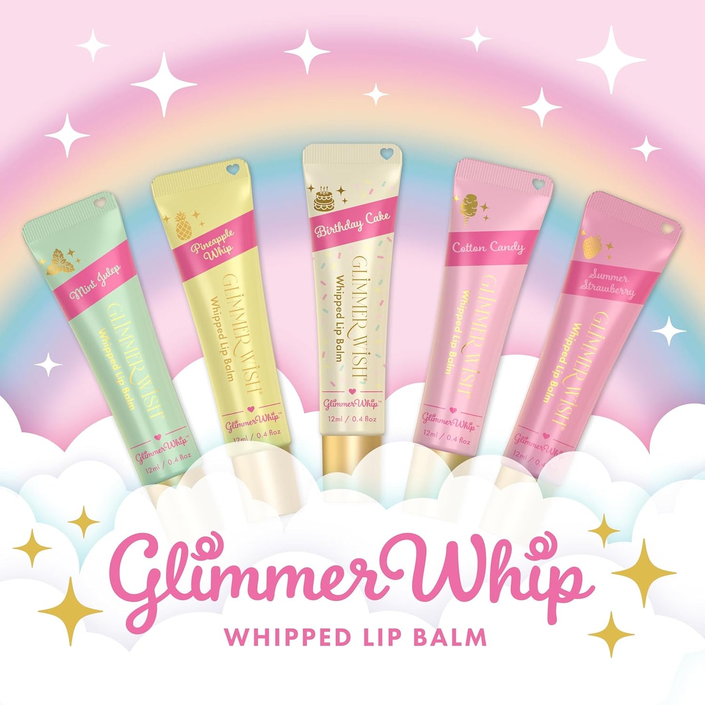 Glimmer Wish Glimmer Whip Hydrating Lip Balm – Organic Castor & Jojoba Oils, Shea & Cocoa Butters – Vegan, Non-Toxic, Moisturizing Lip Care (Pineapple Whip)