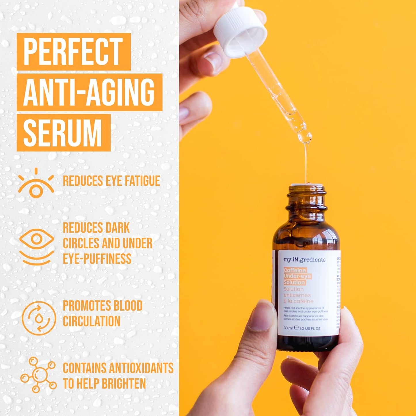 masque BAR My Ingredients Caffeine Under-Eye Solution for Dark Circles, Puffiness and Wrinkles - Treatment for Bags Under Eyes and Fine Lines, for Men and Women