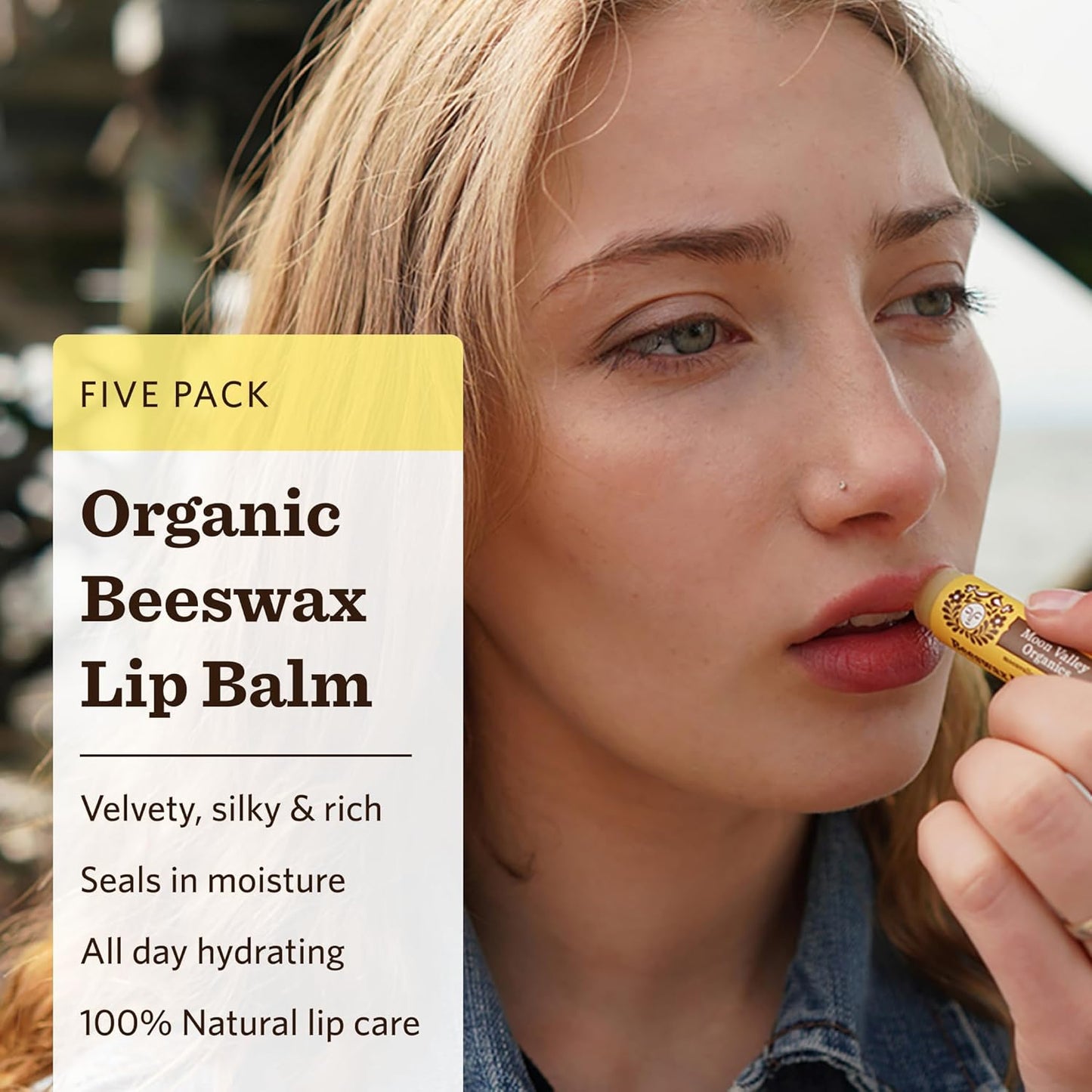 Moon Valley Organics Beeswax Lip Balm for Moisturizing Lips and Cuticles (Vanilla | Lime | Honey | Blackberry | Mint Vanilla, 5-Pack)