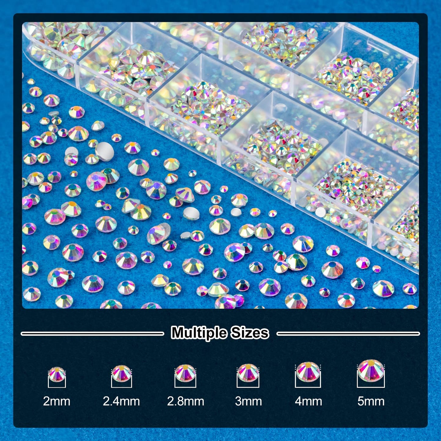 Nail Art Rhinestone Glue Gel&1 Box Flatback Gems Kit, 1 Tube of 15ml Rhinestone Gel Glue(UV/LED Needed)+Crystal AB Gems with Pickup Tools