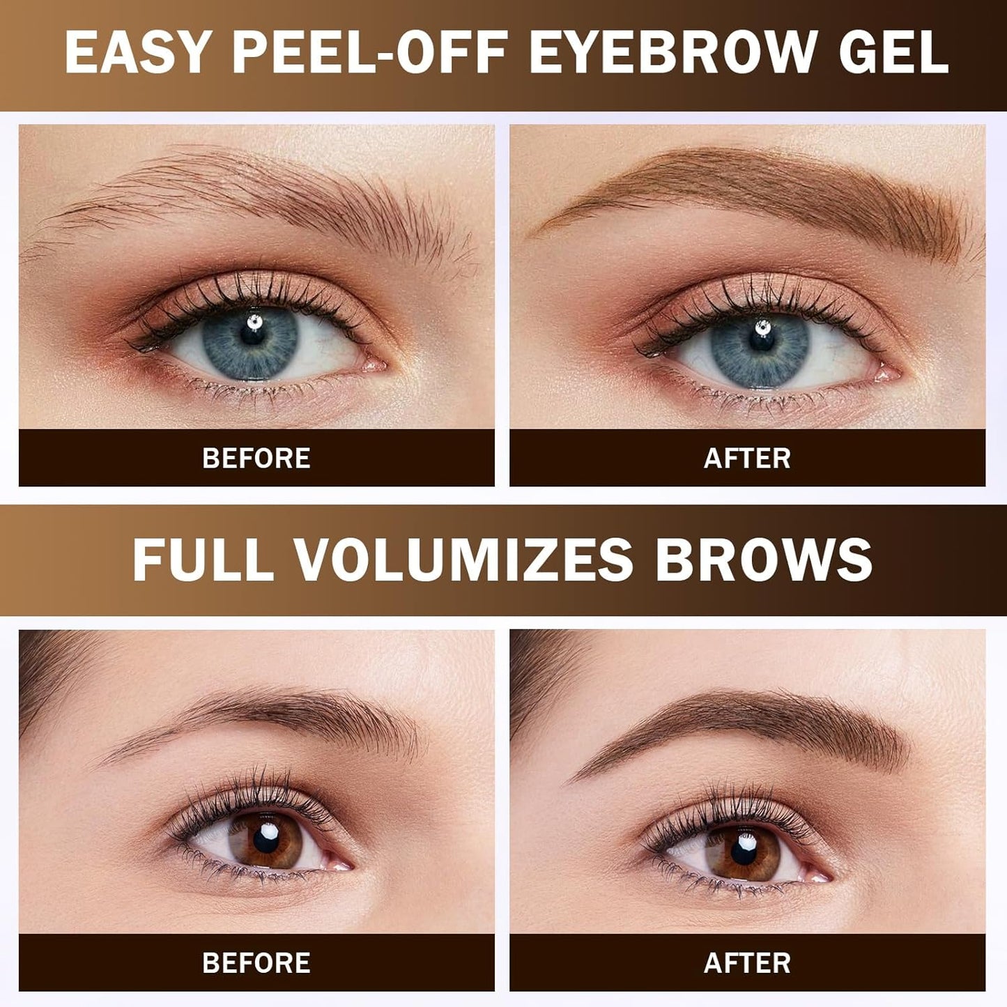 2025 New Tattoo Eyebrow Gel Easy Peel Off for Women, Upgrade Eyebrow Tattoo Peel Off, Transfer-proof Eyebrow Gels Waterproof for All Skin Types (Brown)