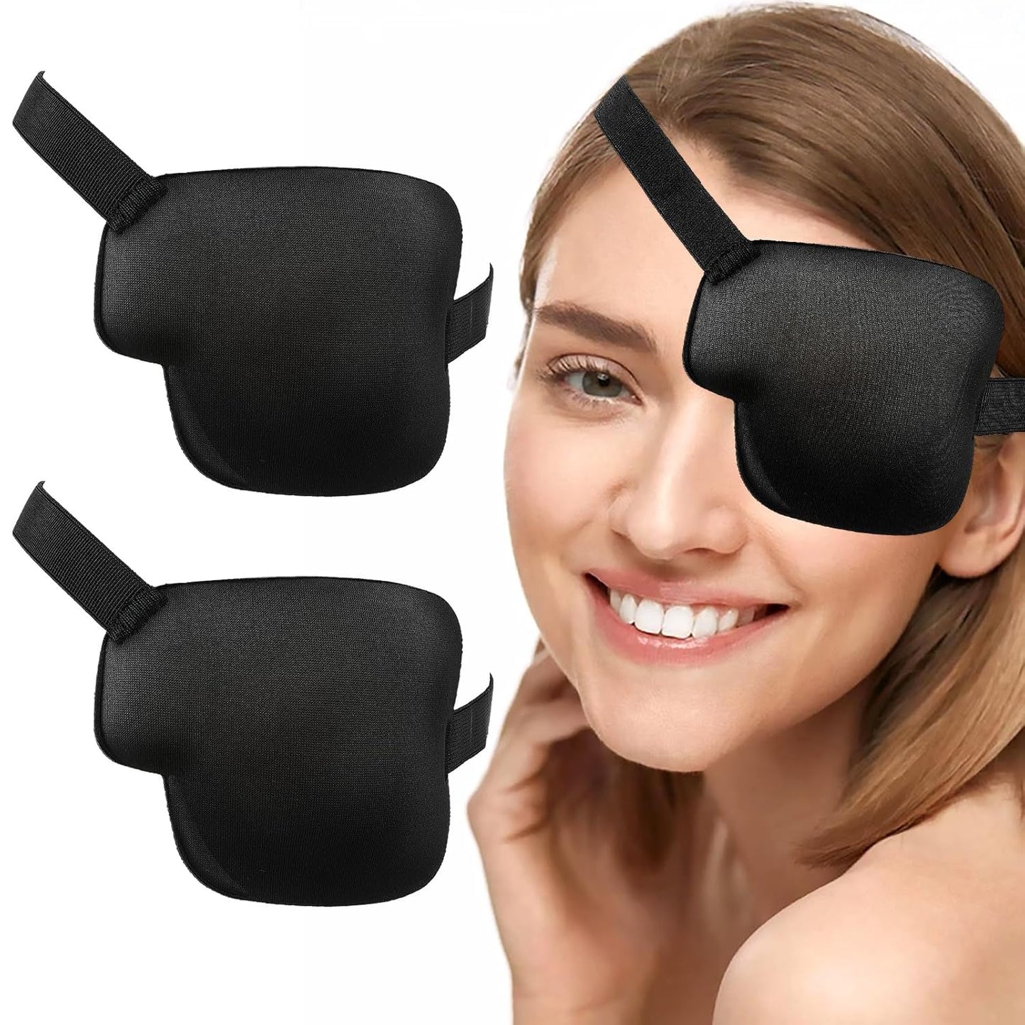 2PCS Medical One-Eyed Patches for Adults Teenager Eye Shield After Cataract Surgery Lazy Glasses Black Medical Eye Mask Lazy Glasses for Lazy Eye After Surgery Eye(Left Eye)