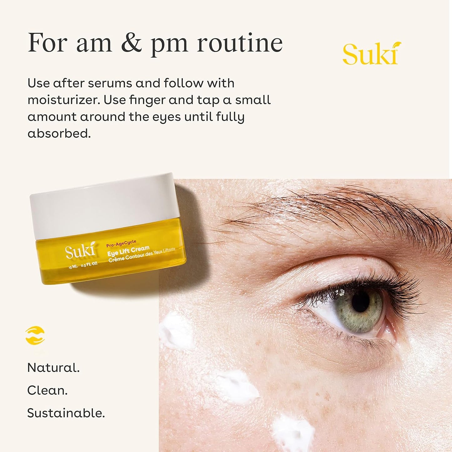 Suki Skincare Eye Lift Renewal Cream - Day - With Resveratrol, Caffeine, & Vitamin C - Helps Firm, Brighten, & Nourish Delicate Under-Eye Skin - 15 ml