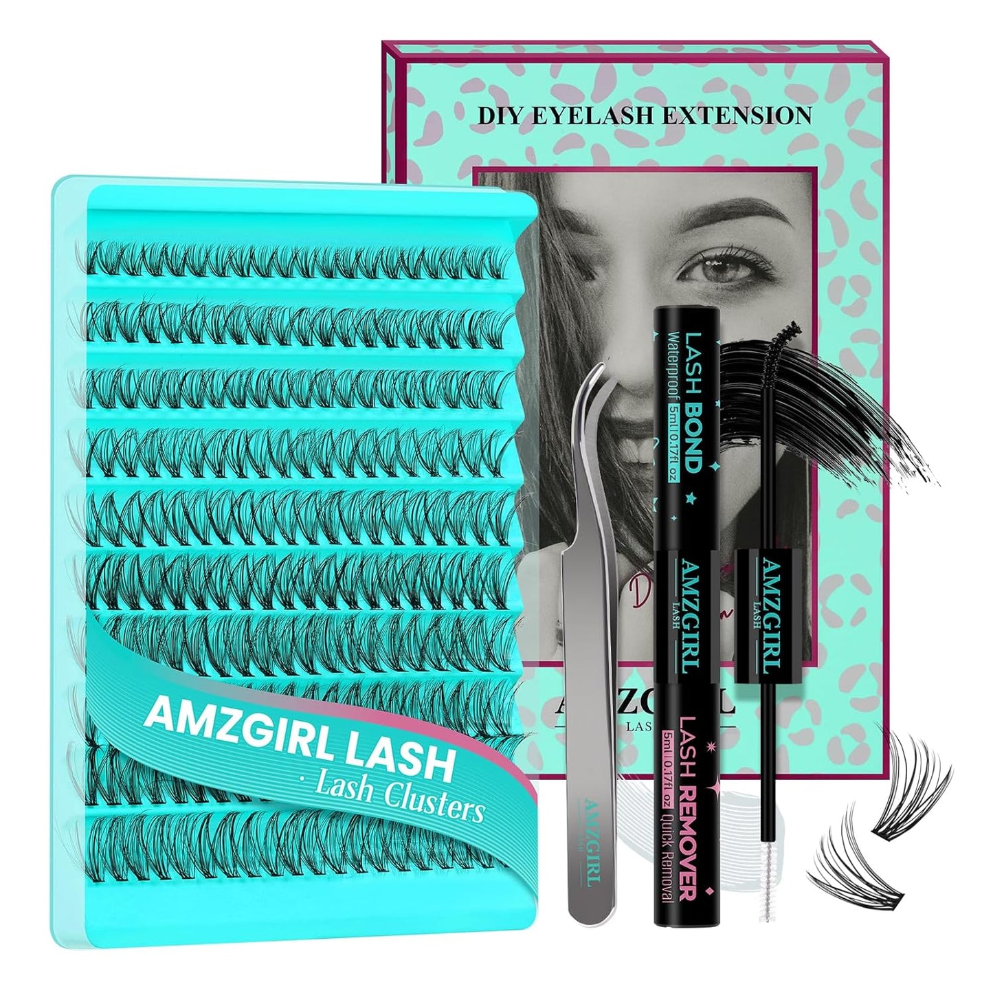 Lash Clusters Kit 200PCS 30D Eyelash Extension Kit D Curl Wispy Eyelash Clusters DIY Natural Individual Lashes Kits Lashes Extensions Kit with Lash Bond and Remover Eyelash Tweezer at Home