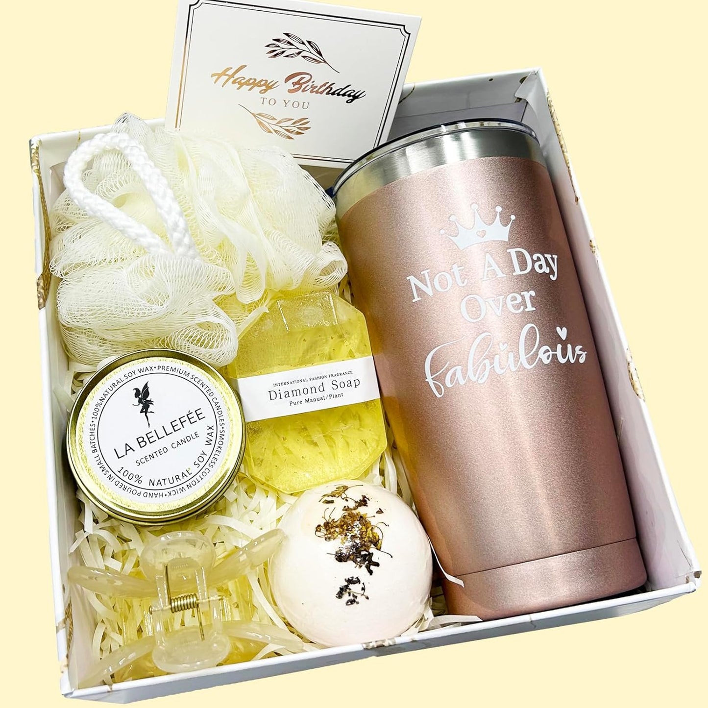 Birthday Gifts for Women Relaxing Spa Gift Basket Set for Her, Birthday Gifts for Mom Grandma Sisters Friends Female Wife Girlfriend Daughter Aunt, Birthday Gifts for Women Who Have Everything Gold