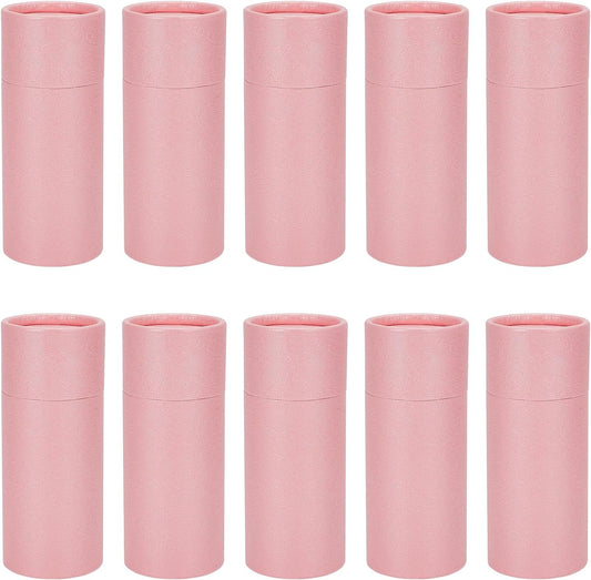 NICENEEDED 10 Pcs 30ml Empty Kraft Paper Jar Tube, Pink Round Paper Cardboard Containers With Lid, Essential Oil Bottle Packaging Case Gift Paper Tube for Pencils Tea Caddy Coffee Cosmetic Crafts