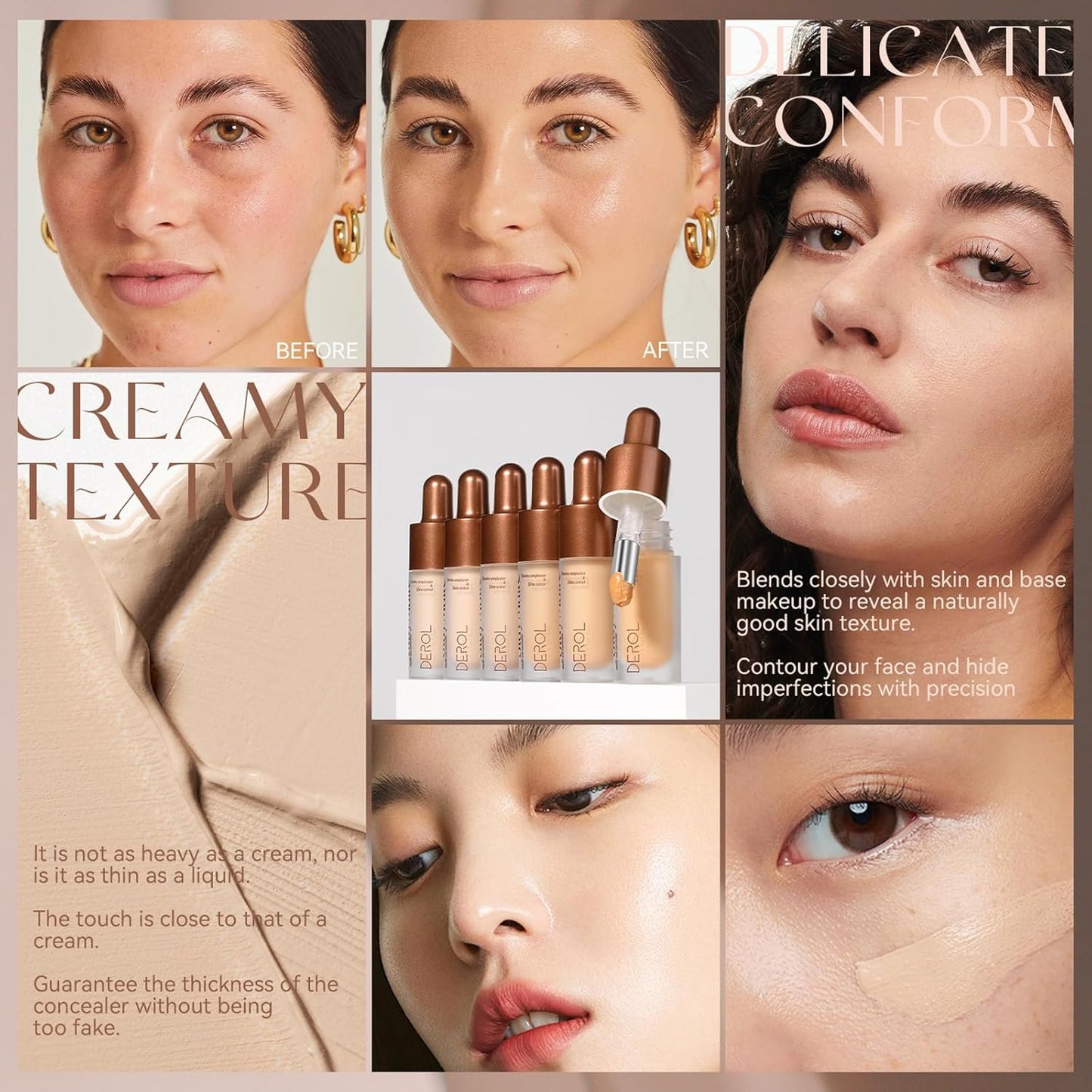 Foundation Makeup,Soft Beige Full Coverage Foundation Makeup（Built-in brush）Vegan & Cruelty-Free-Oil Control Flawless Concealer Cover Facial,Natural Blemish Face Makeup(01#)