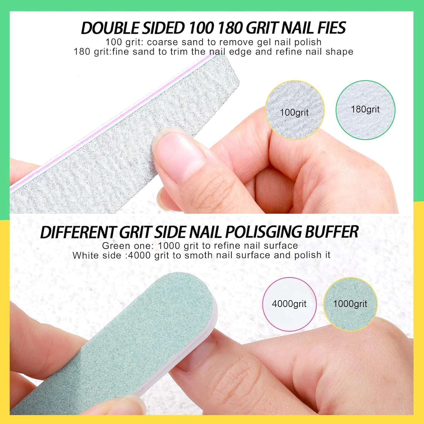 FANDAMEI Nail Buffer and File, Nail Care Kit with 3PCS Nail Files, 2PCS Nail Buffers, Rectangular Nail Buffer Block, Cuticle Nipper, Cuticle Pusher, Peeler. Cuticle Oil Milk and Honky Nail Manicure