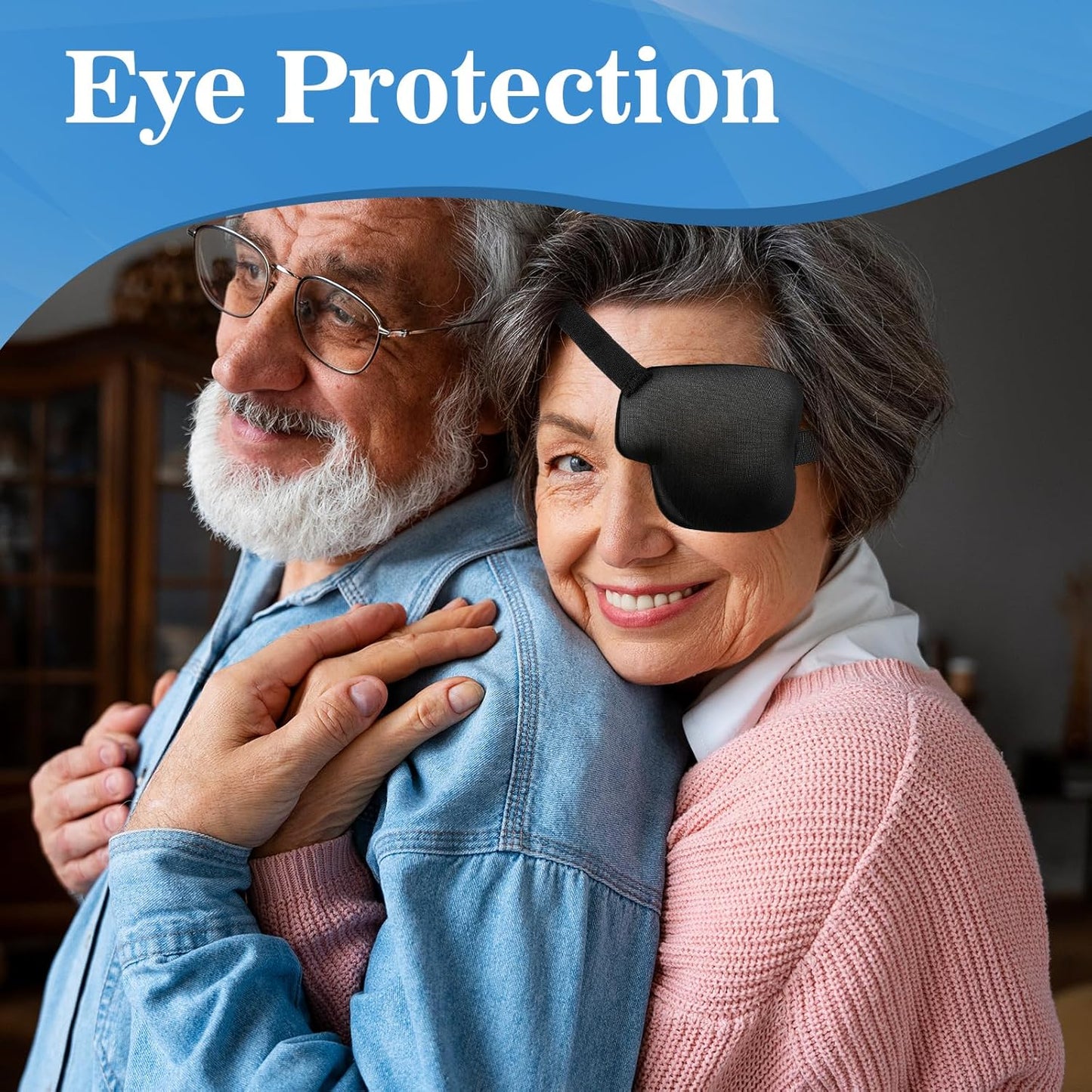 2PCS Medical One-Eyed Patches for Adults Teenager Eye Shield After Cataract Surgery Lazy Glasses Black Medical Eye Mask Lazy Glasses for Lazy Eye After Surgery Eye(Left Eye)