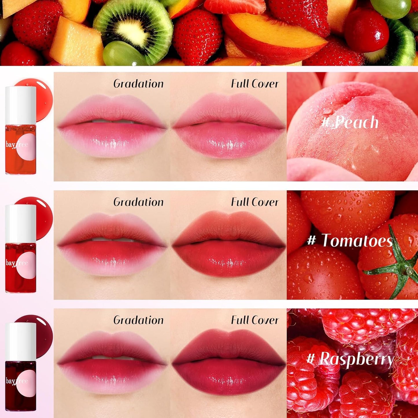 Lip Tint Stain Set, Lip Stain Long Lasting Waterproof, Lightweight, Non-sticky, Transfer-Proof, Matte Finish (fruit land)