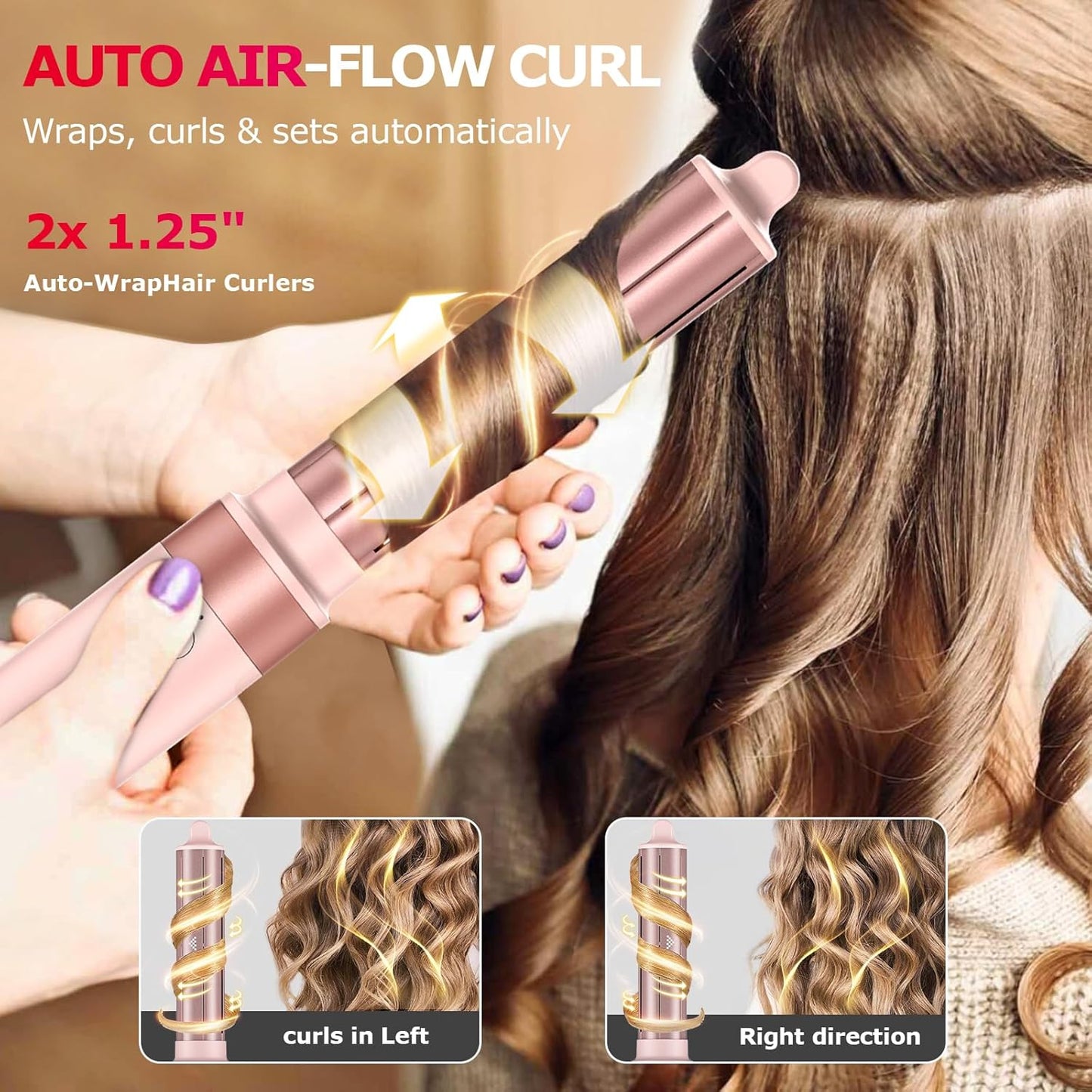 5 in 1 High-Speed Hot Air Styler - Professional Frizz-Free Hair Dryer Brush, Fast Drying Hair Dryer with Diffuser, No Heat Damage Air Styler Wrap - Curl, Volumize