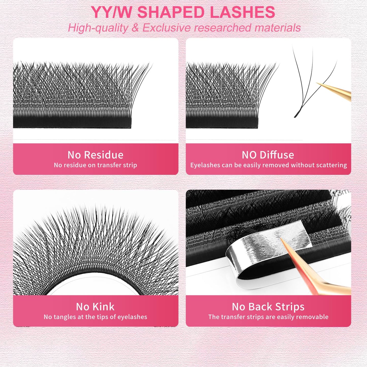 W Lash Extensions Supplies 3D Eyelash Extensions W Shape 0.07mm Thickness C Curl 9mm Premade Fans Easy Fan Lashes Volume Matte Black 12 Rows Crisscross Eye Lashes(W-3D-0.07-C,9mm)