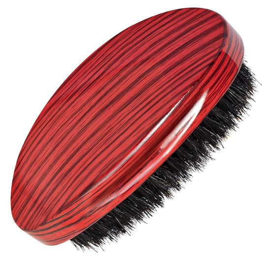 Wave Brush MediumBoar Bristles Hair brush-Designed for Thin and Normal Hair-Mens Curved Military Wave and Beard Brush-Great for 360 Waves