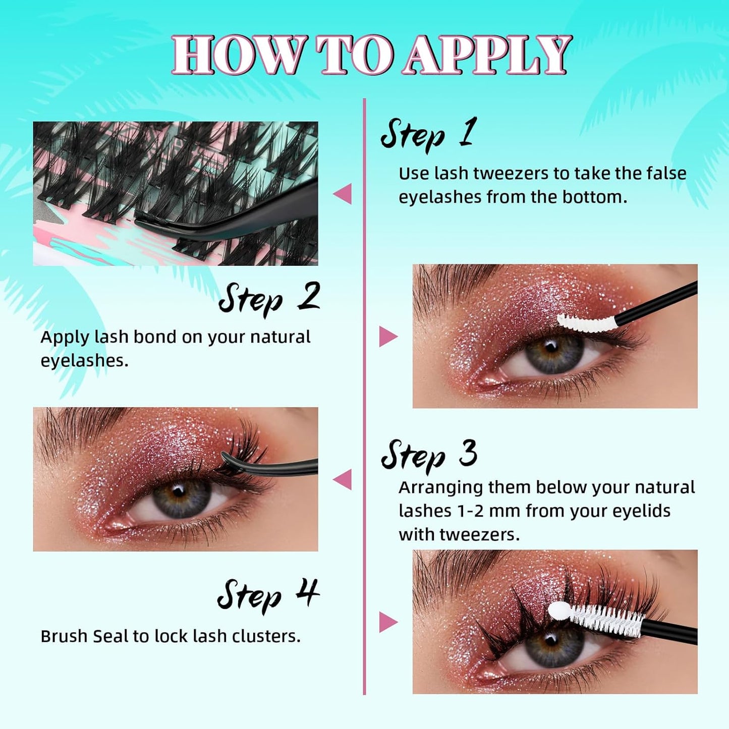 Cluster Lash Extensions 144PCS D Curl Eyelash Clusters with Premium Eyelash Wide Band, Eyelashes Cluster Volume Individual Natural Lashes Cluster(D-Mix,9-18mm)