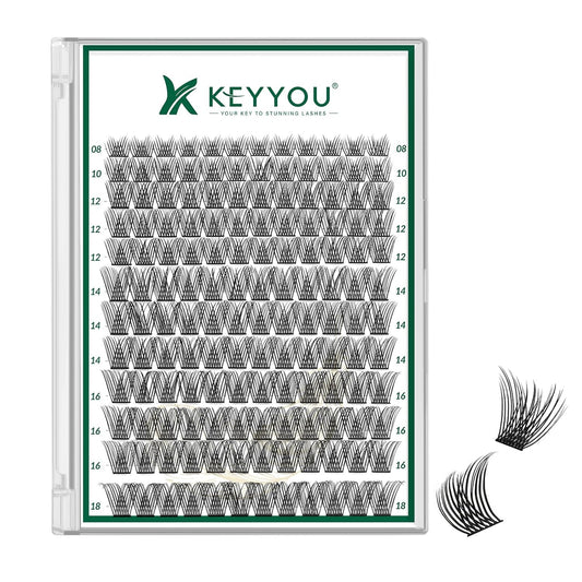 Lash Clusters 144pcs Individual Lashes D Curl 8-18MIX Eyelash Clusters KEYYOU Air Touch Cluster Lashes Super Lightweight Soft Wispy Comfortable Easy DIY at Home(Air04-D-8-18MIX)