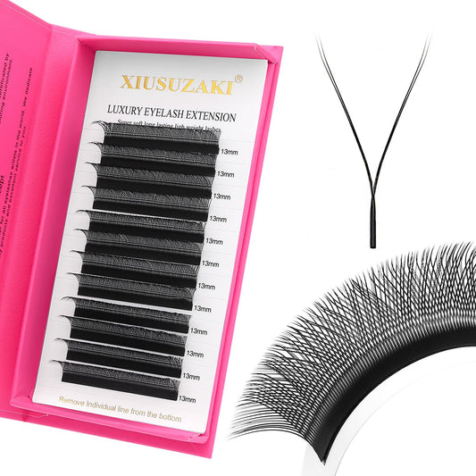 YY Lash Extensions Supplies Y Eyelash Extensions 0.07mm Thickness C Curl 11mm Premade Fans 4D Russian Volume Matte Black 12 Rows Crisscross Eye Lashes(YY-0.07-C,11mm)