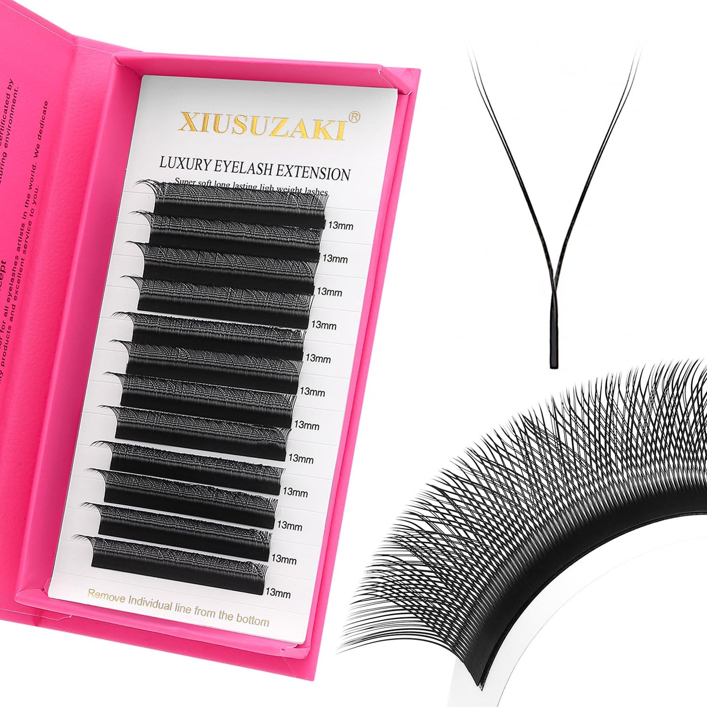 YY Lash Extensions Supplies Y Eyelash Extensions 0.05mm Thickness C Curl 10mm Premade Fans 4D Russian Volume Matte Black 12 Rows Crisscross Eye Lashes(YY-0.05-C,10mm)
