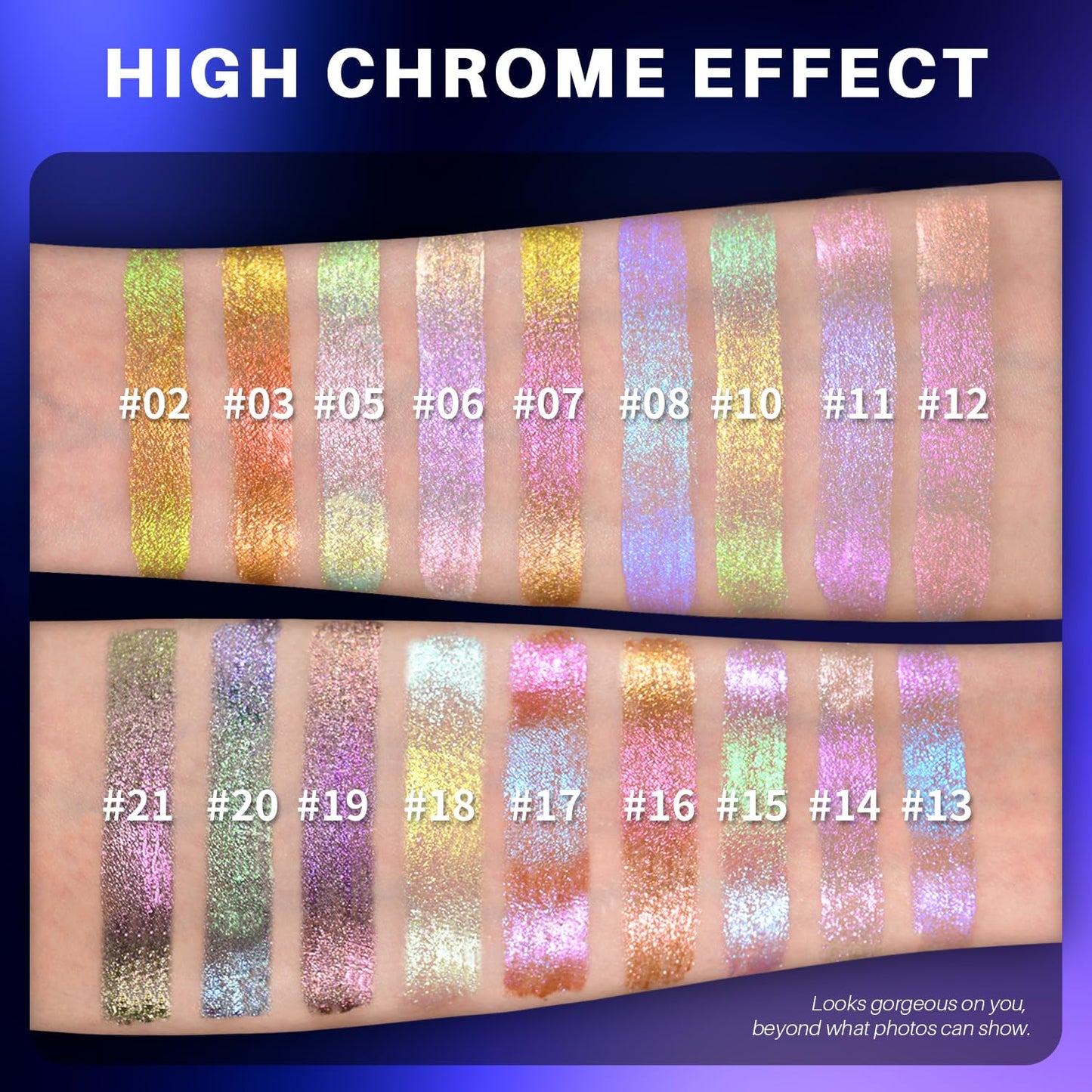 CHARMACY Multichrome Glitter Liquid Eyeshadow, Chameleon Shifting Color, Holographic Metallic Eyeshadow, Long-Lasting Wear, Vegan Eye Topper for Party, Daily Makeup #05