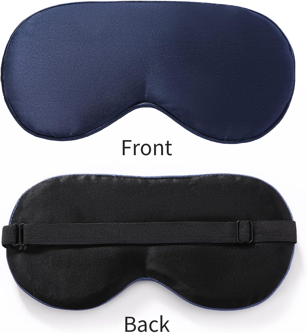 2-Pack 100% Real Natural Silk Eye Mask, Silk Sleeping Mask, Shade Puffy Eye Gift with Adjustable Straps, Sleep Eye Mask, SHJINJU Eye Mask Shade (Black and Navy)