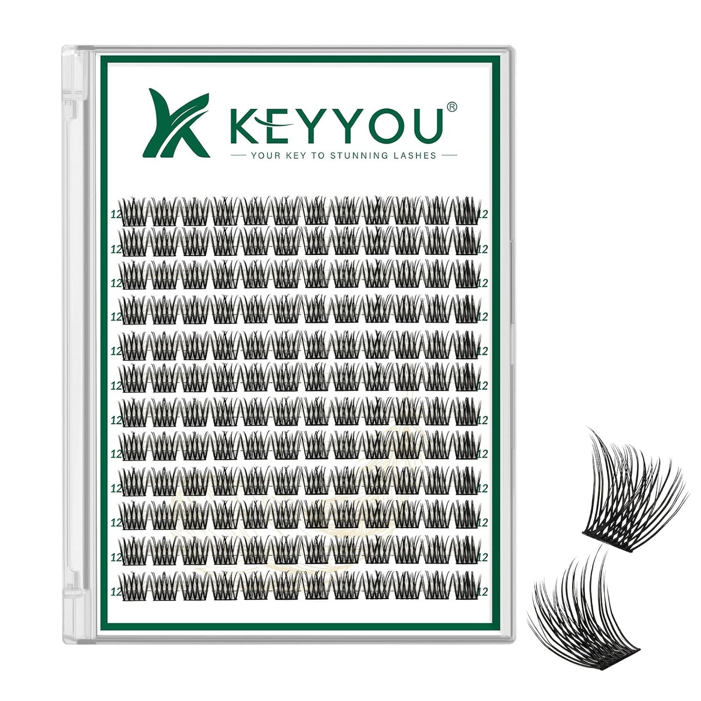 Lash Clusters 144pcs Individual Lashes D Curl 12mm Eyelash Clusters KEYYOU Air Touch Cluster Lashes Super Lightweight Soft Wispy Comfortable Easy DIY at Home(Air02-D-12mm)
