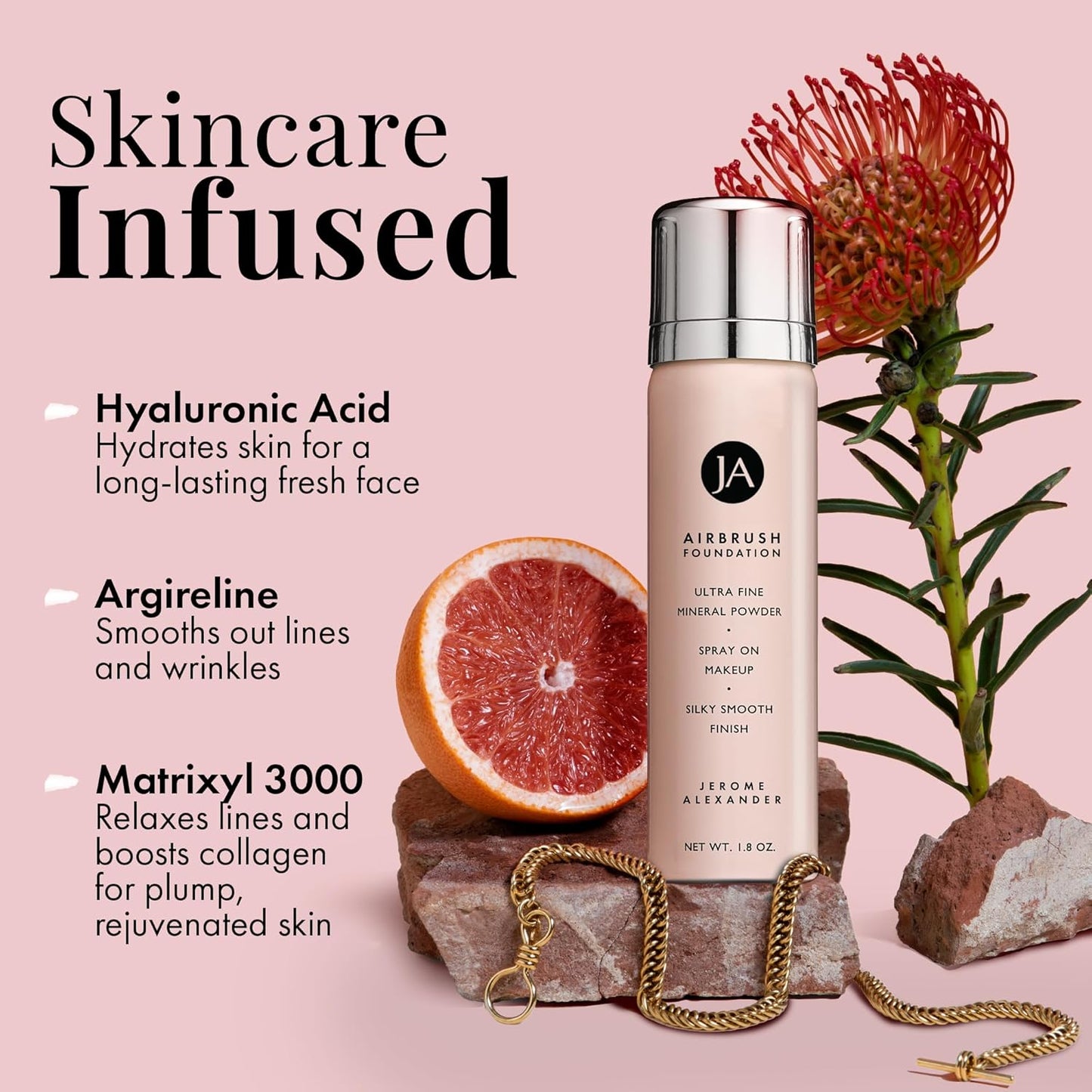 MagicMinerals AirBrush Foundation by Jerome Alexander – 2pc Set with Airbrush Foundation and Kabuki Brush - Spray Makeup with Anti-aging Ingredients for Smooth Radiant Skin - Dark Espresso