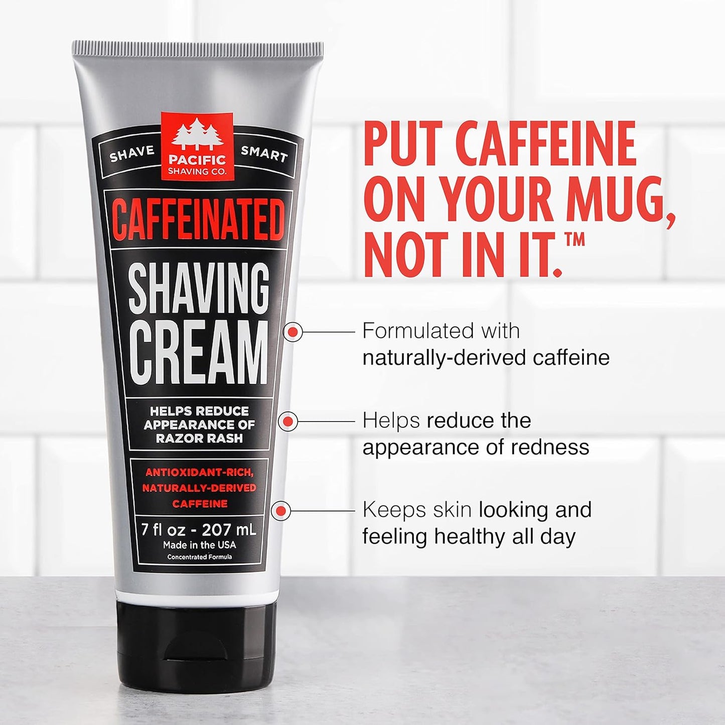 Pacific Shaving Company Caffeinated Shaving Cream & Aftershave Set - Shave Kit for Men - Antioxidant + Caffeine Enriched Shave Cream + Aftershave Lotion (7 Oz, 2 Pack)
