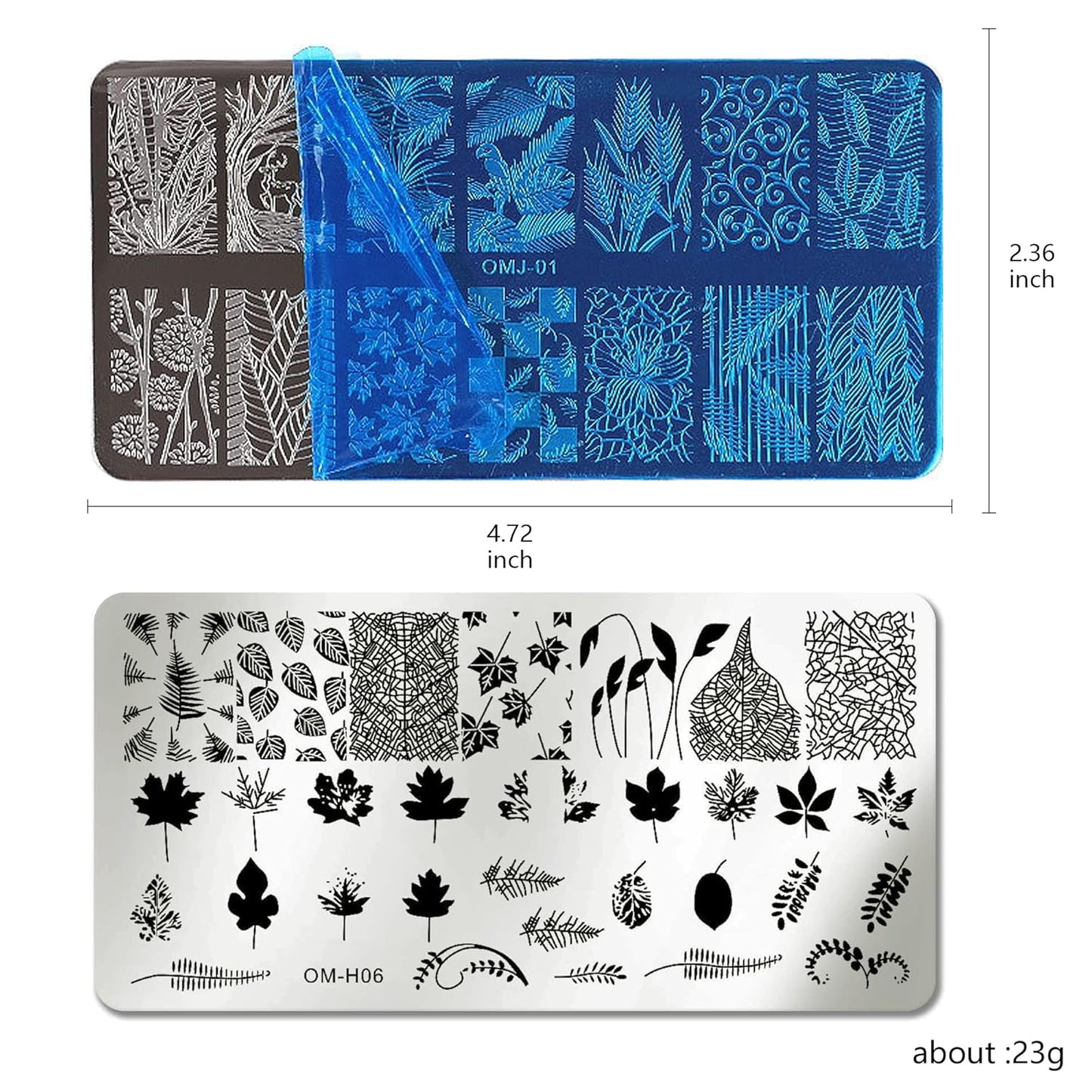 AddFavor Nail Art Stamper Kit 6pcs Flower Heart Leaf Lace Butterfly Stamping Plate Template with Silicone Nail Stamper and Scraper for Women Girls DIY Fingernail Manicure Stencils Tools