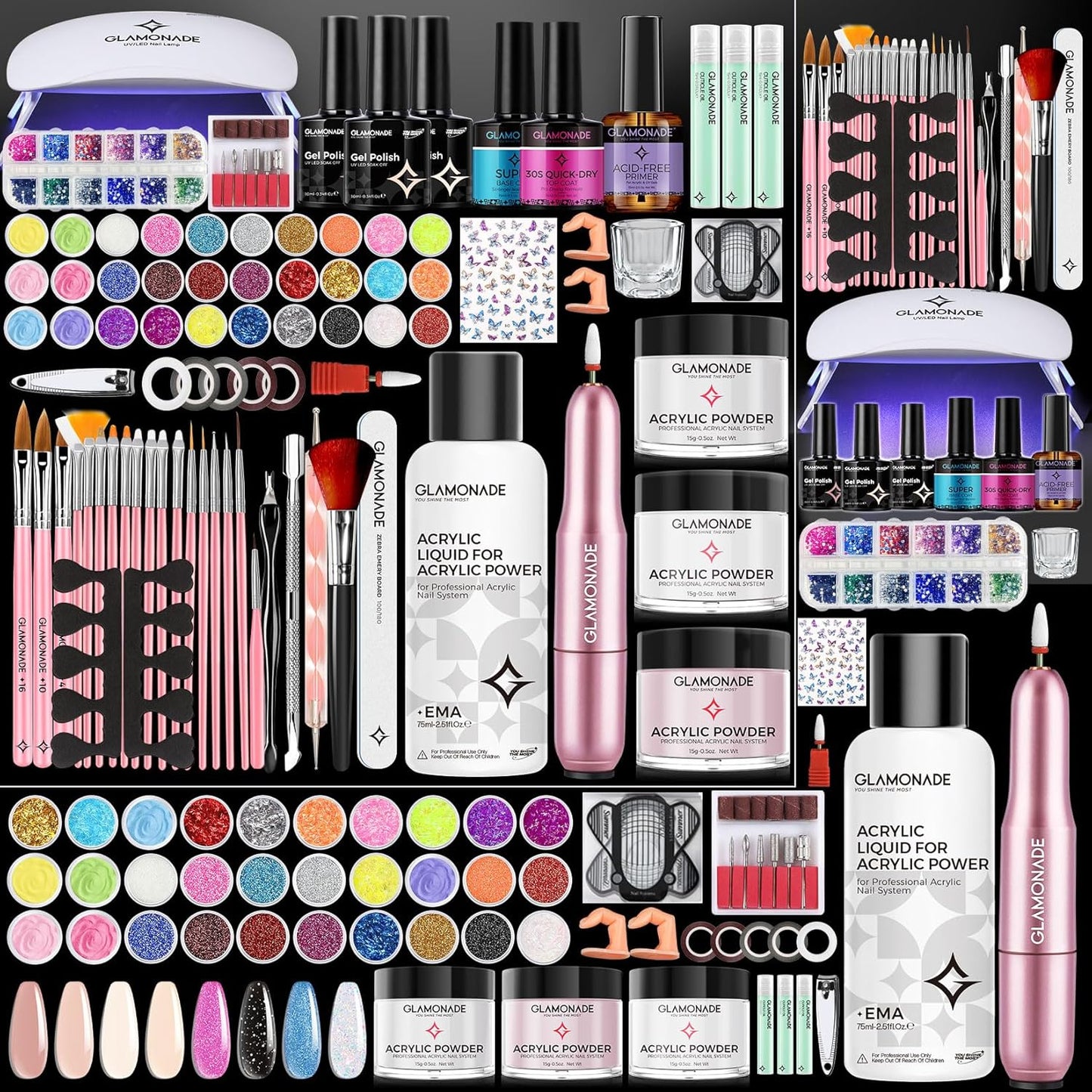 Acrylic Nail Kit for Beginners: Professional Acrylic Nail Kit Set with Everything Drill Powder Nail Art Starter Tech Kit at Home Salon Gift