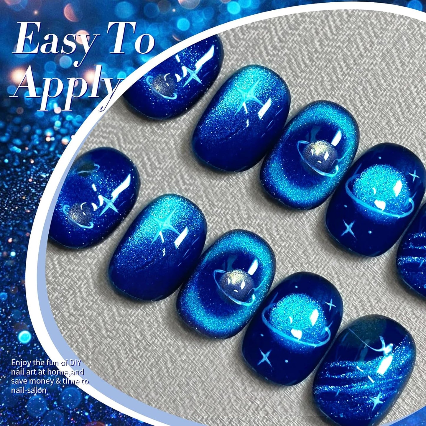 Born Pretty Cat Magnetic Eye Gel Nail Polish, Blue Ore Glitter Cat Magnetic Gel Nail Polish, Holographic Magnetic Nail Polish for Nail Art Manicure Salon DIY at Home 15ML