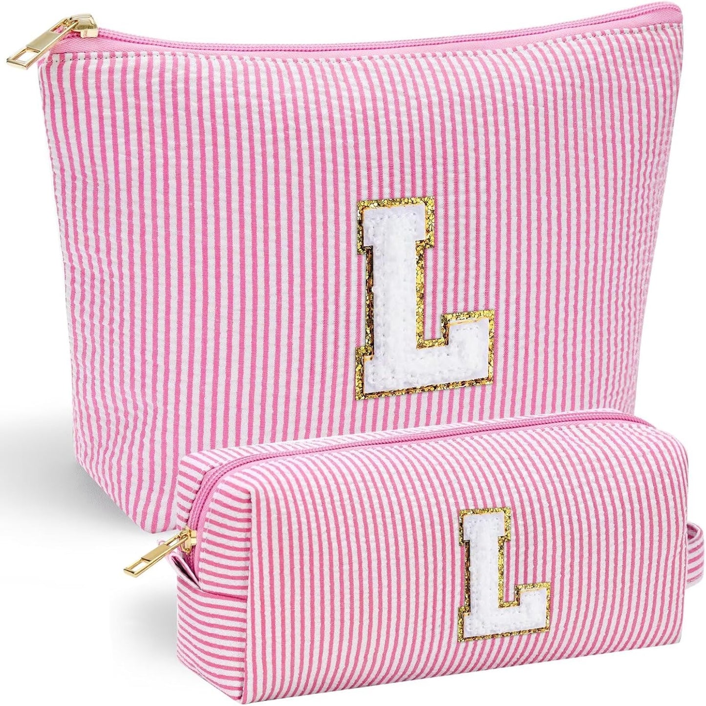 YOOLIFE Birthday Gift for Kids Teen Girls Gifts for Girls, Pink Makeup Bag Cosmetic Bag Daughter Sister Gifts Birthday for Women Teacher Gifts Preppy Makeup Bag Mothers Day Gifts L